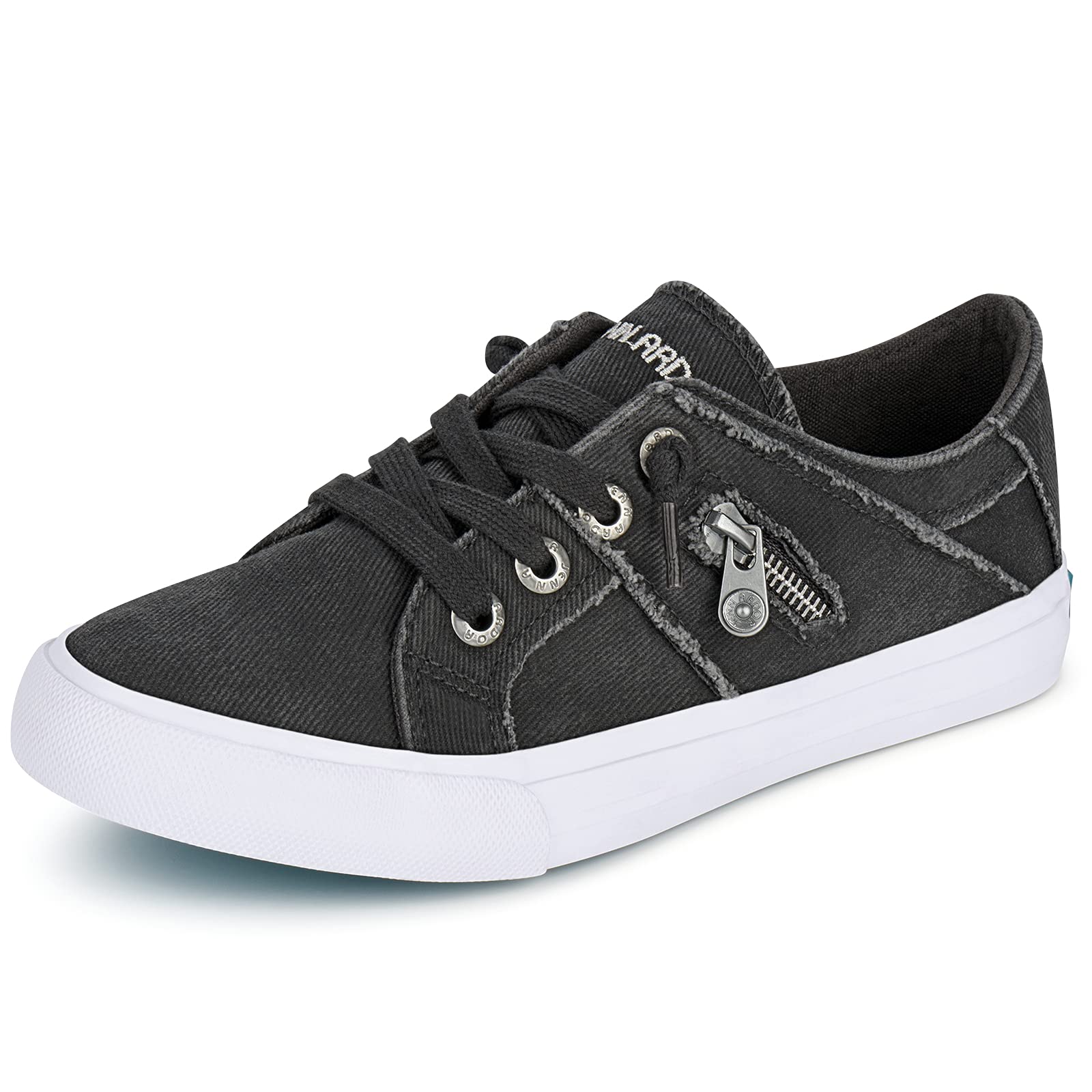 **JENN ARDOR Women's Low Top Slip-On Sneakers - Fashion Lace-Up Canvas Flats for Walking & Running - Comfortable Casual Shoes for Work, Travel & Everyday Wear**