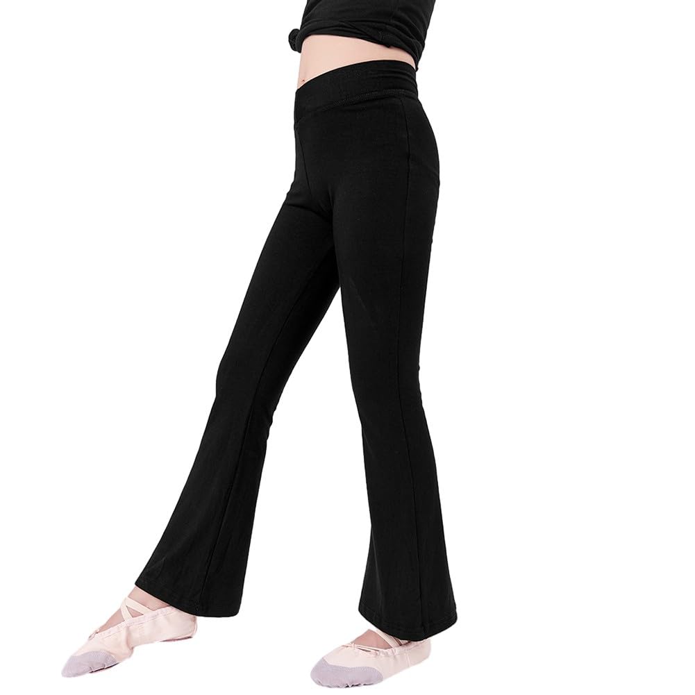 Naiyafly Women's High Waisted Flare Leggings - Solid Black Yoga Pants with Bell Bottoms, Stretchy Full Length Dance Tights for Yoga, Pilates & Casual Wear
