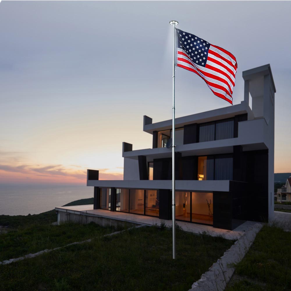 Solar Powered Flagpole Light - Top Mount D11/16, Weatherproof Outdoor American Flag Light for Nighttime Display, Garden, Yard & Patriotic Decor