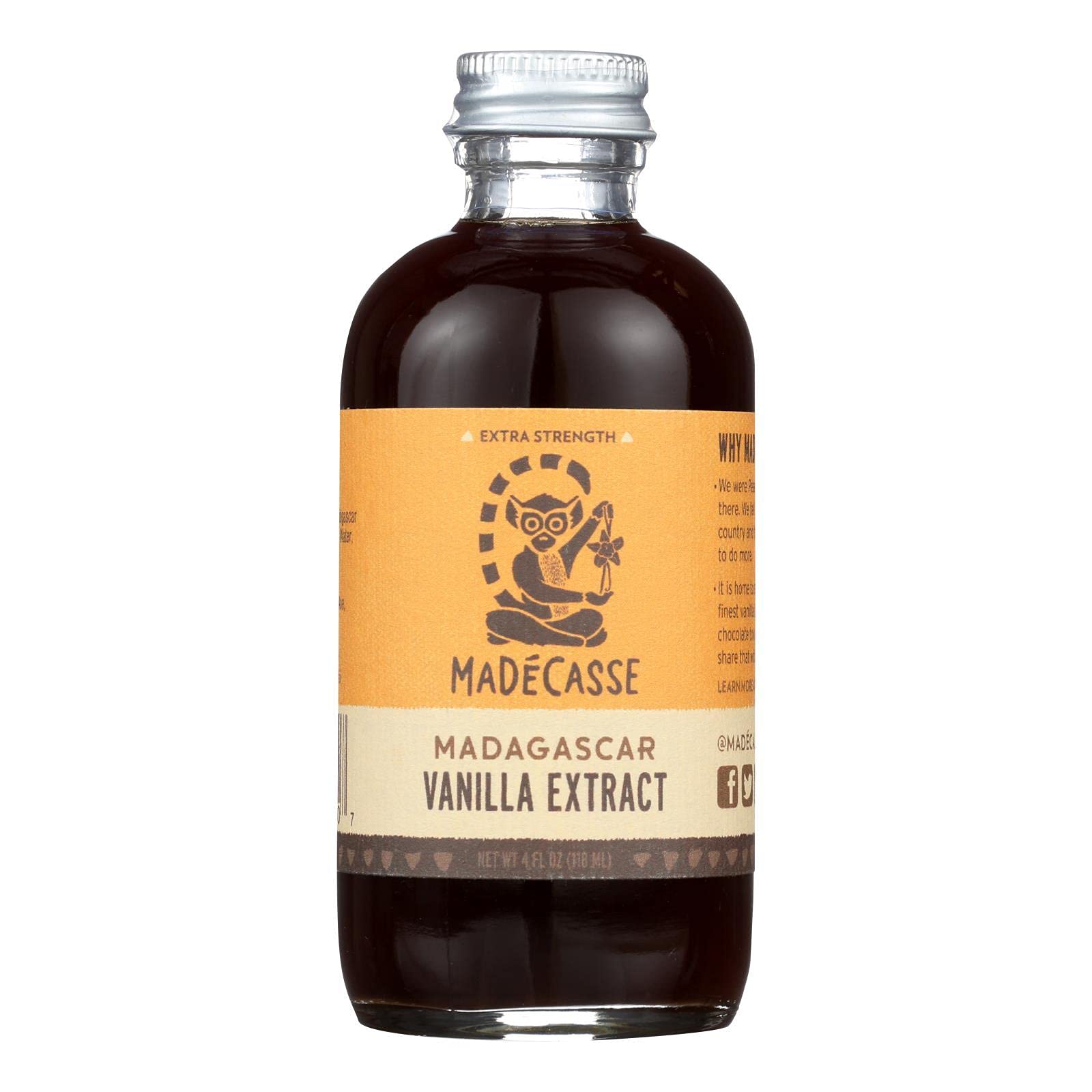 Madecasse Pure Vanilla Extract - 4oz Bottle (Pack of 12) | Premium Madagascar Vanilla for Baking, Cooking & Desserts