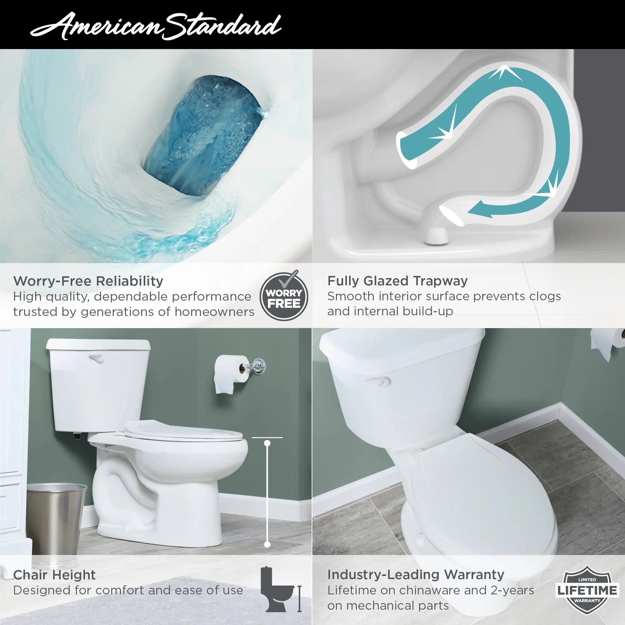 Colony® Two-Piece 1.6 GPF/6.0 LPF Elongated Chair Height Toilet Bowl - 10 Inch Rough-In (No Seat Included) - Perfect for Modern Bathrooms & Small Spaces