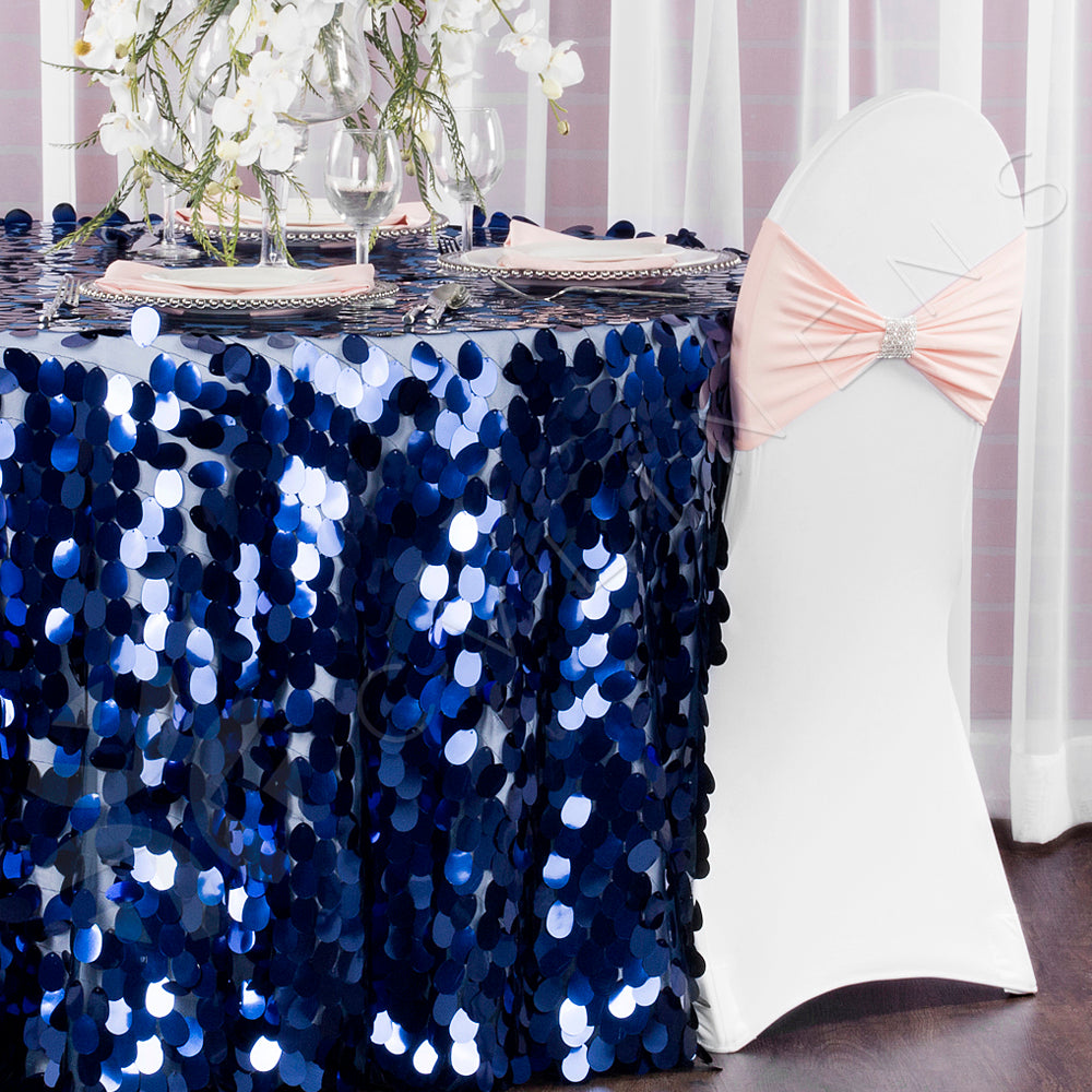 Elegant Ruffled Spandex Chair Band - Blush & Rose Gold Elastic Chair Cover for Weddings, Baby Showers, and Home Decor