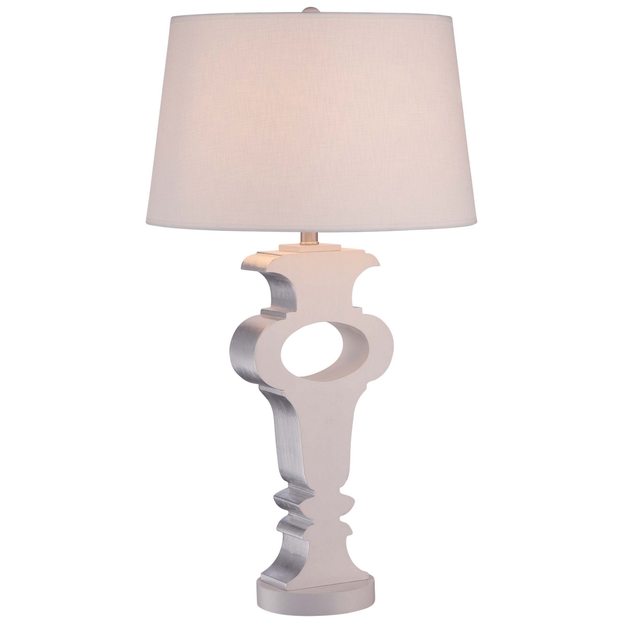 Ambience 1 Light Table Lamp with Cream & Silver Leaf Finish - Elegant Bedside Lighting for Bedroom, Living Room, or Office Decor