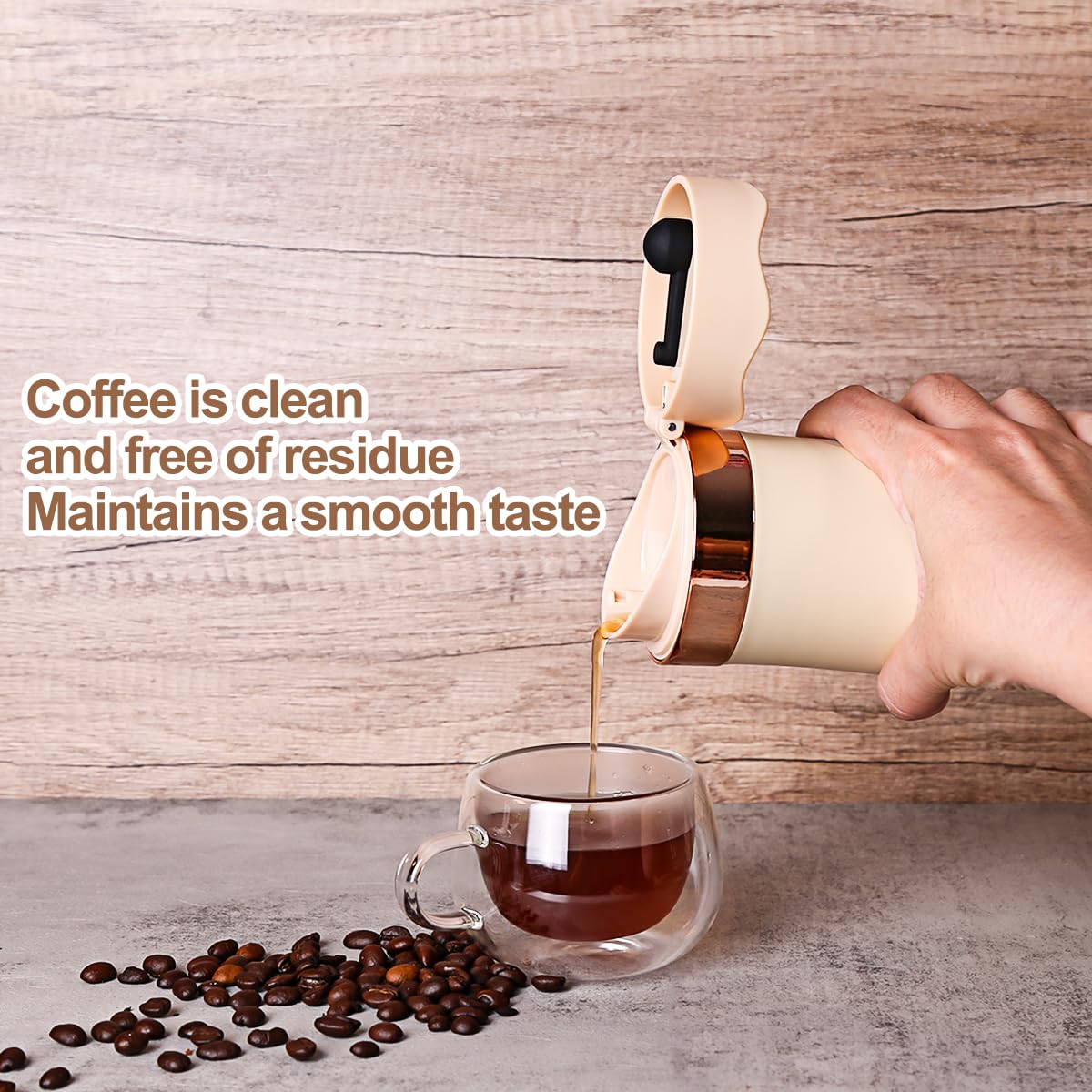 Portable French Press Coffee Maker - 12oz Stainless Steel Travel Mug for Camping & Office