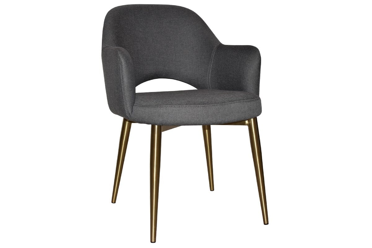 EZ Hospitality Cairo Indoor Armchair with Slim Brass Metal Base - 4 Leg Modern Dining Chair for Living Room, Bedroom, and Office Decor