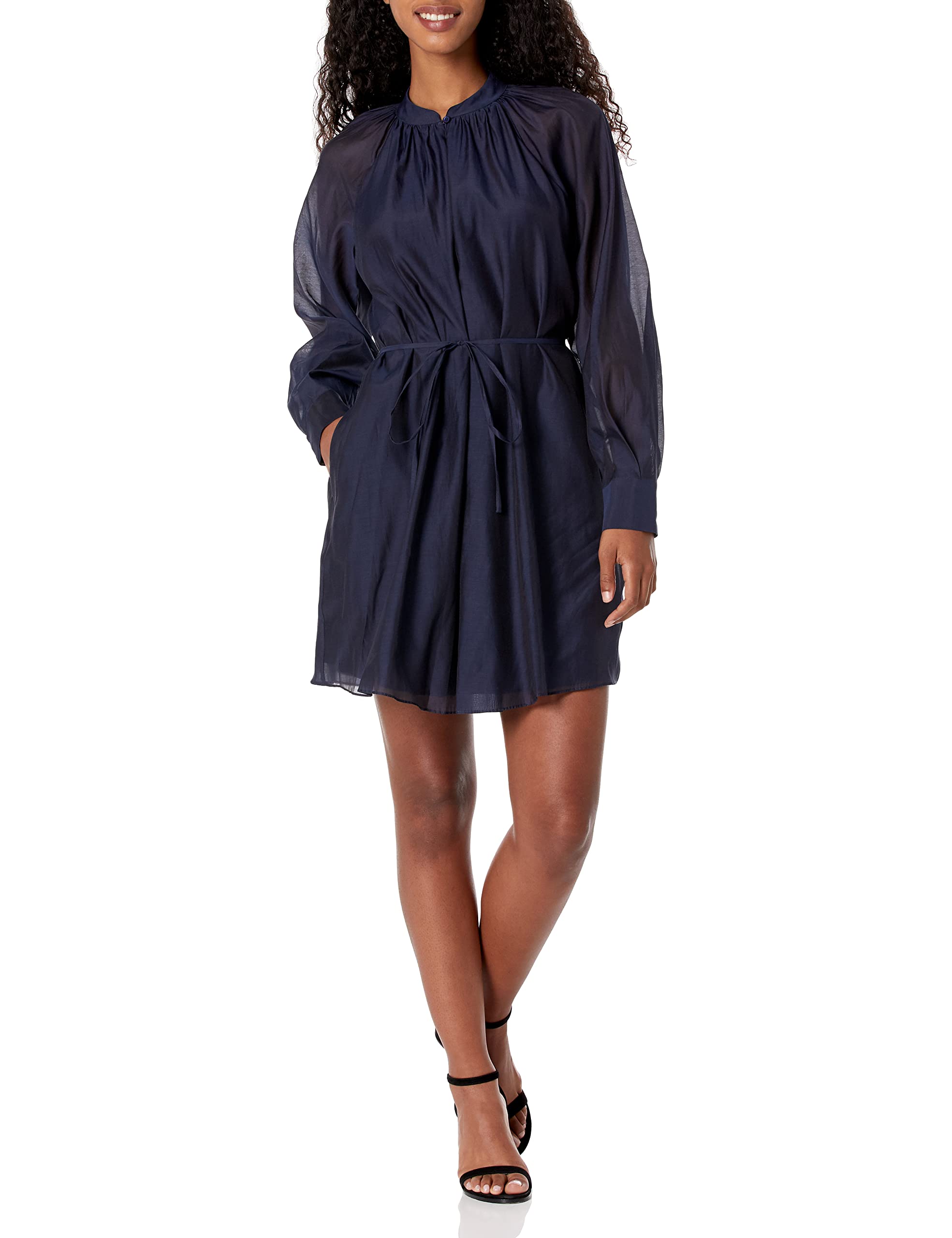 Rebecca Taylor Women's Long Sleeve Silk Cotton Blend Dress - Elegant & Comfortable for Work, Parties & Special Occasions