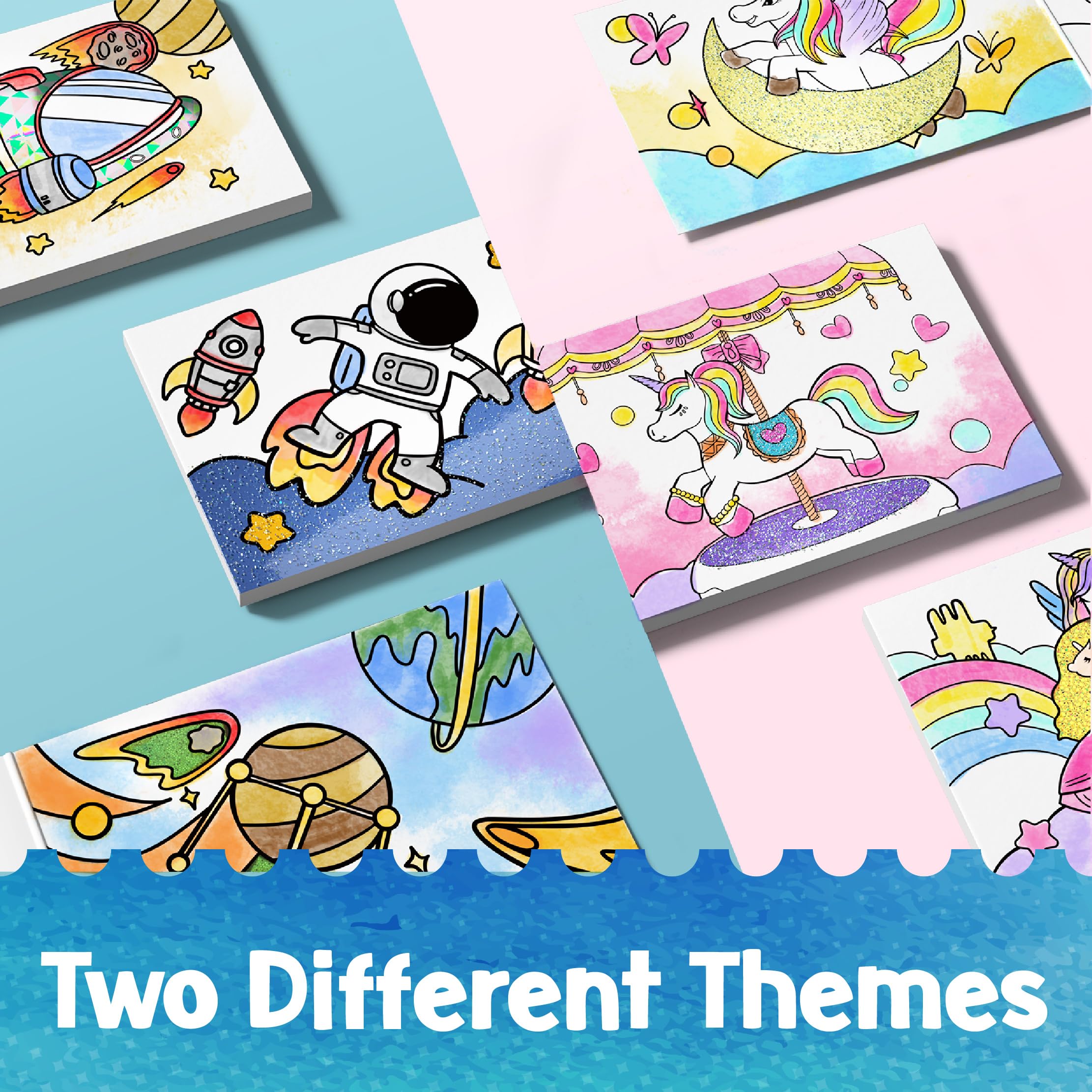 3PCS Water Coloring Books for Kids - Astronaut Theme, 32 Pages Total with 3 Paint Brushes | Arts & Crafts Activity for Ages 4-12 | Perfect for Birthday Gifts, Travel Entertainment & Creative Learning