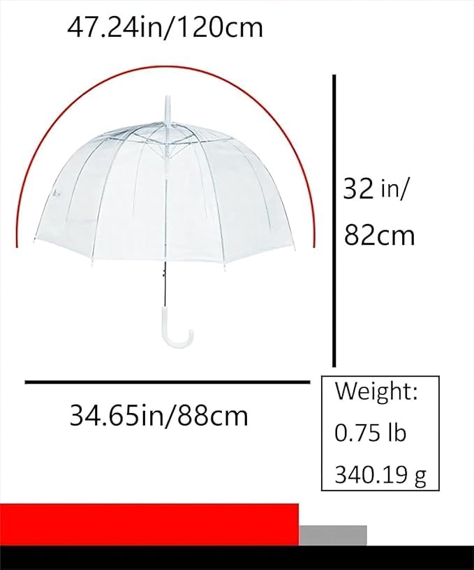 Clear Bubble Umbrella for Adults - Large Rainproof Canopy with Automatic Open - Transparent Windproof Umbrella for Rain - Perfect for Weddings, Graduation, Outdoor Events & Daily Commute