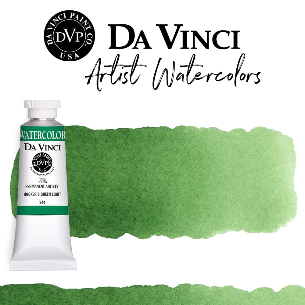 Professional Artist Watercolor Paint - Hooker's Green Light (37mL Tube) | Premium Quality for Painting, Sketching & Mixed Media Art | Perfect for Landscapes, Botanical Illustrations & Watercolor Techniques