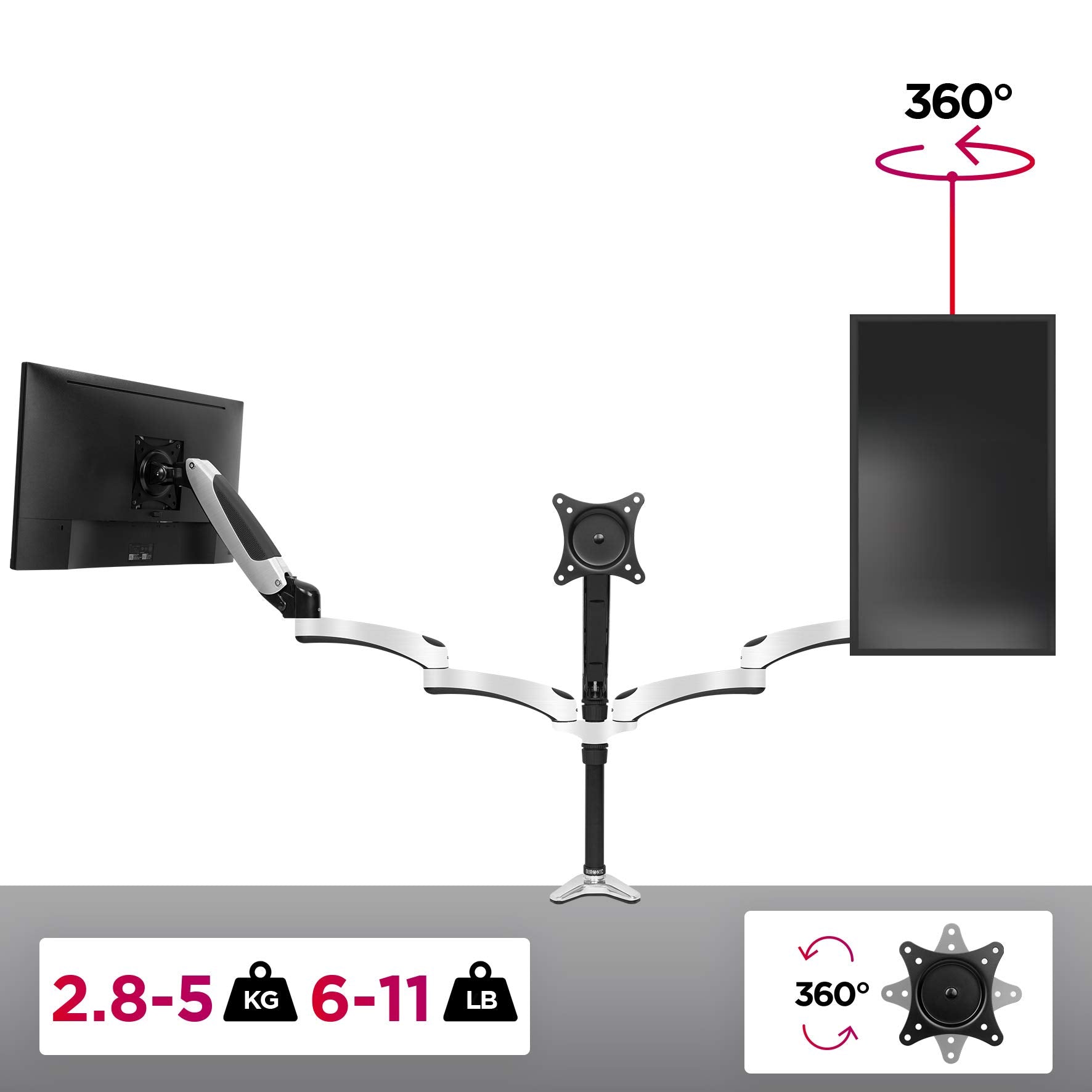 Duronic DM651X1 Single Gas Spring Monitor Arm Stand - Adjustable Height, Black | VESA 75/100 Mount for 13-27