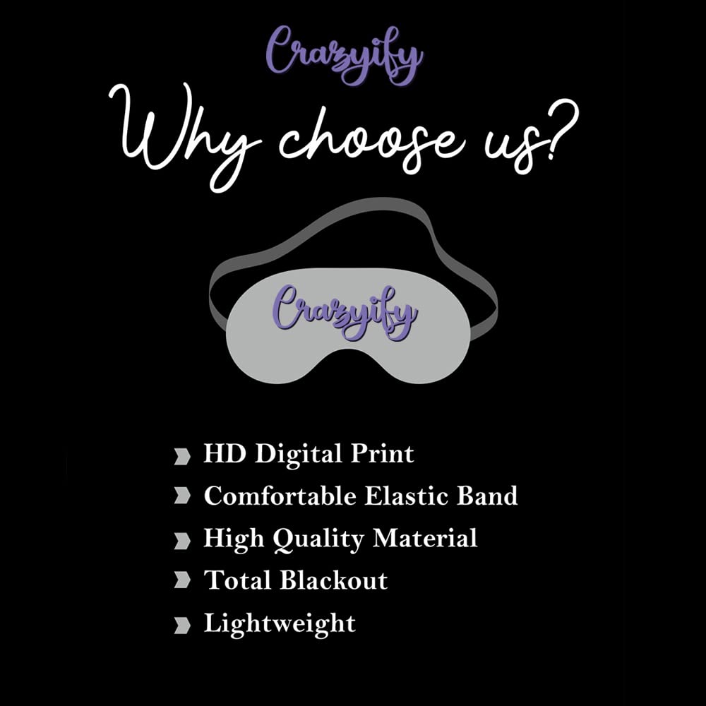 Crazyify Dream Printed Sleep Mask for Women, Men & Kids - Soft & Comfortable Eye Cover for Relaxation, Meditation, Travel & Deep Sleep (7.4 x 4 Inches) | Perfect for Night Use, Airplane Travel & Nap Time
