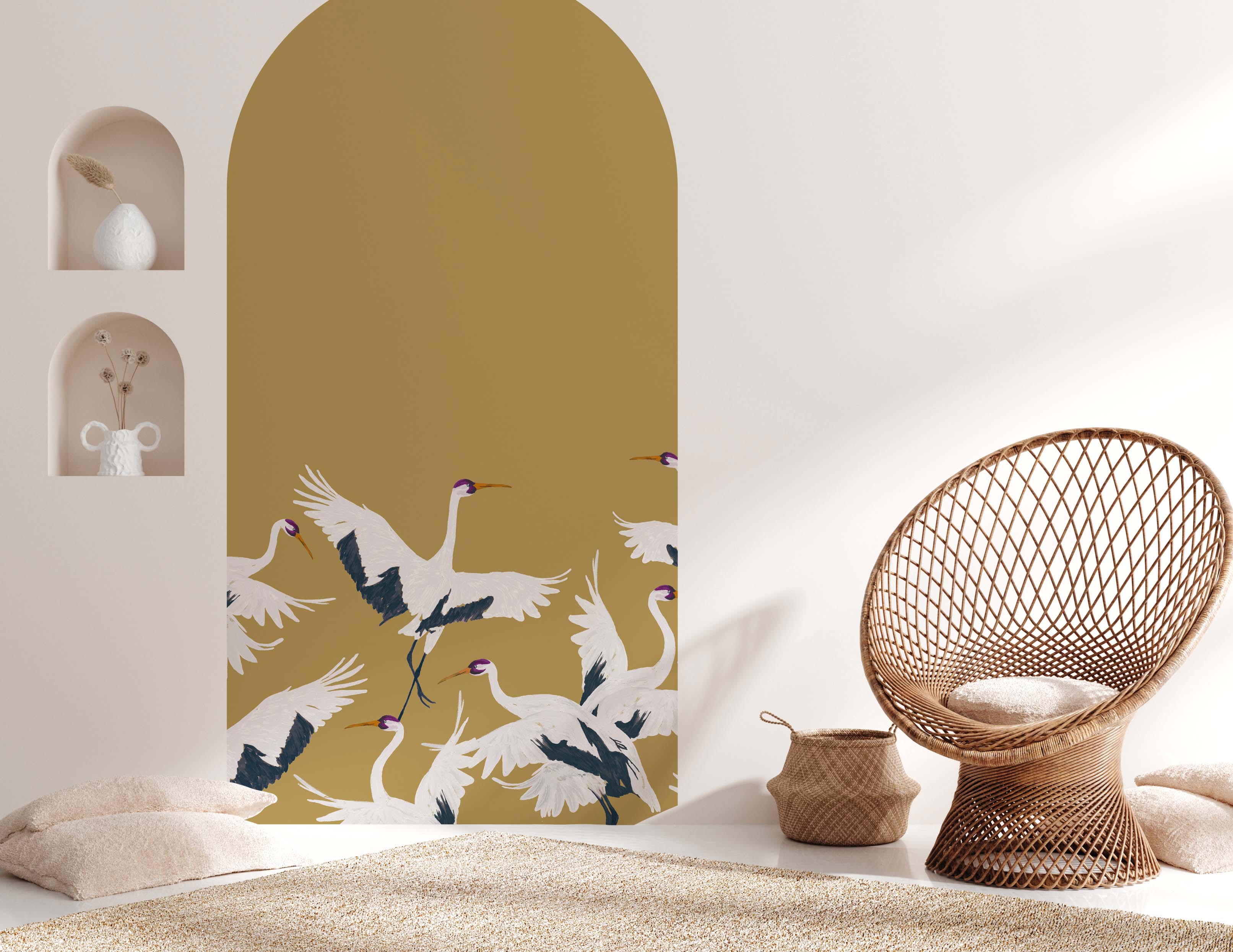 Peel and Stick Arch Wallpaper Decal - Self-Adhesive Wall Mural for Nursery, Kids Room & Home Decor - Easy to Apply & Remove Stork Design - Perfect for Bedroom, Living Room & Nursery Wall Art