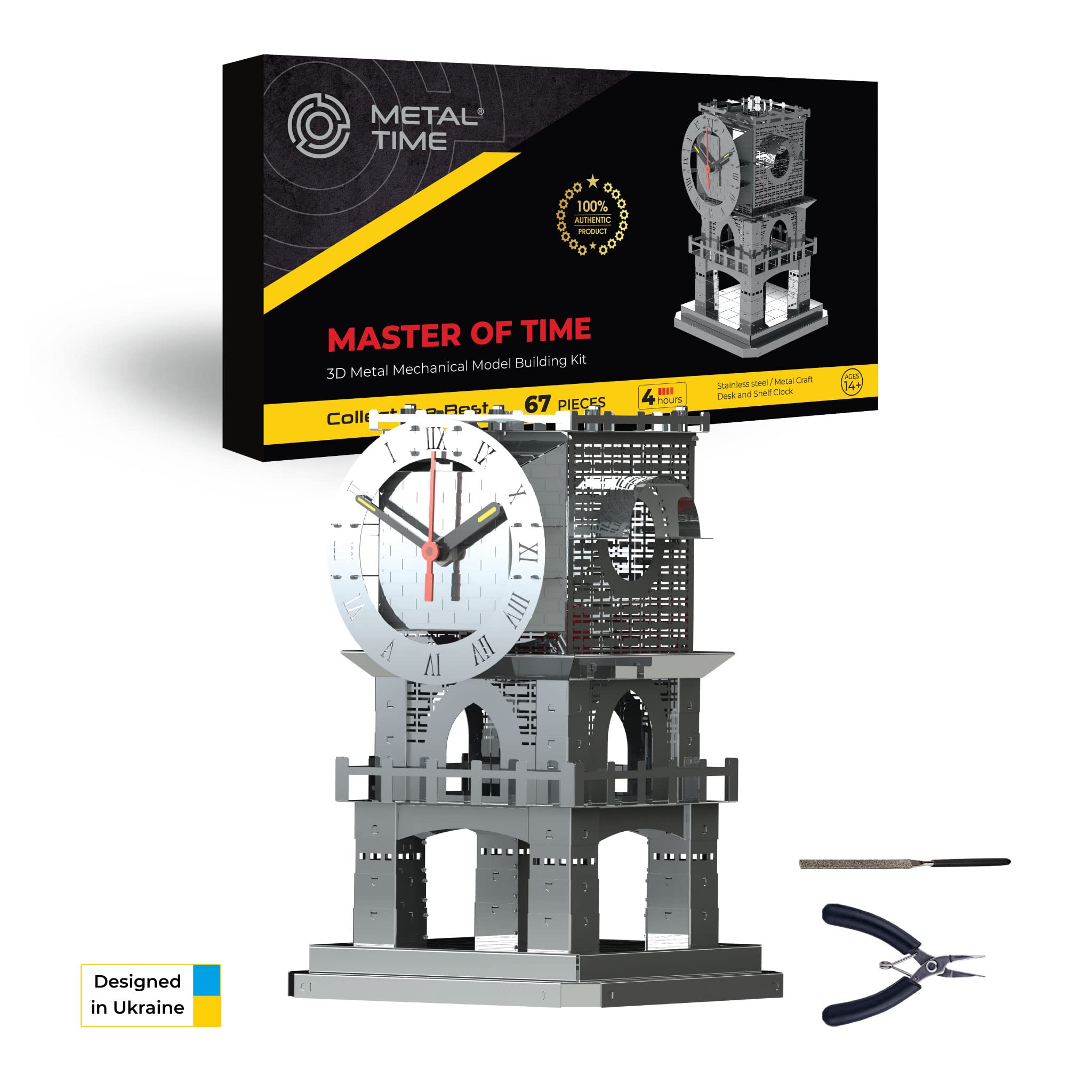 METAL-TIME 3D Puzzle Brain Teaser - Stainless Steel DIY Desk Clock Kit with Fluorescent Hands & Candle Holder | Functional Wall Clock & Shelf Decor for Home Office, Gift for Puzzle Lovers & Time Master Enthusiasts