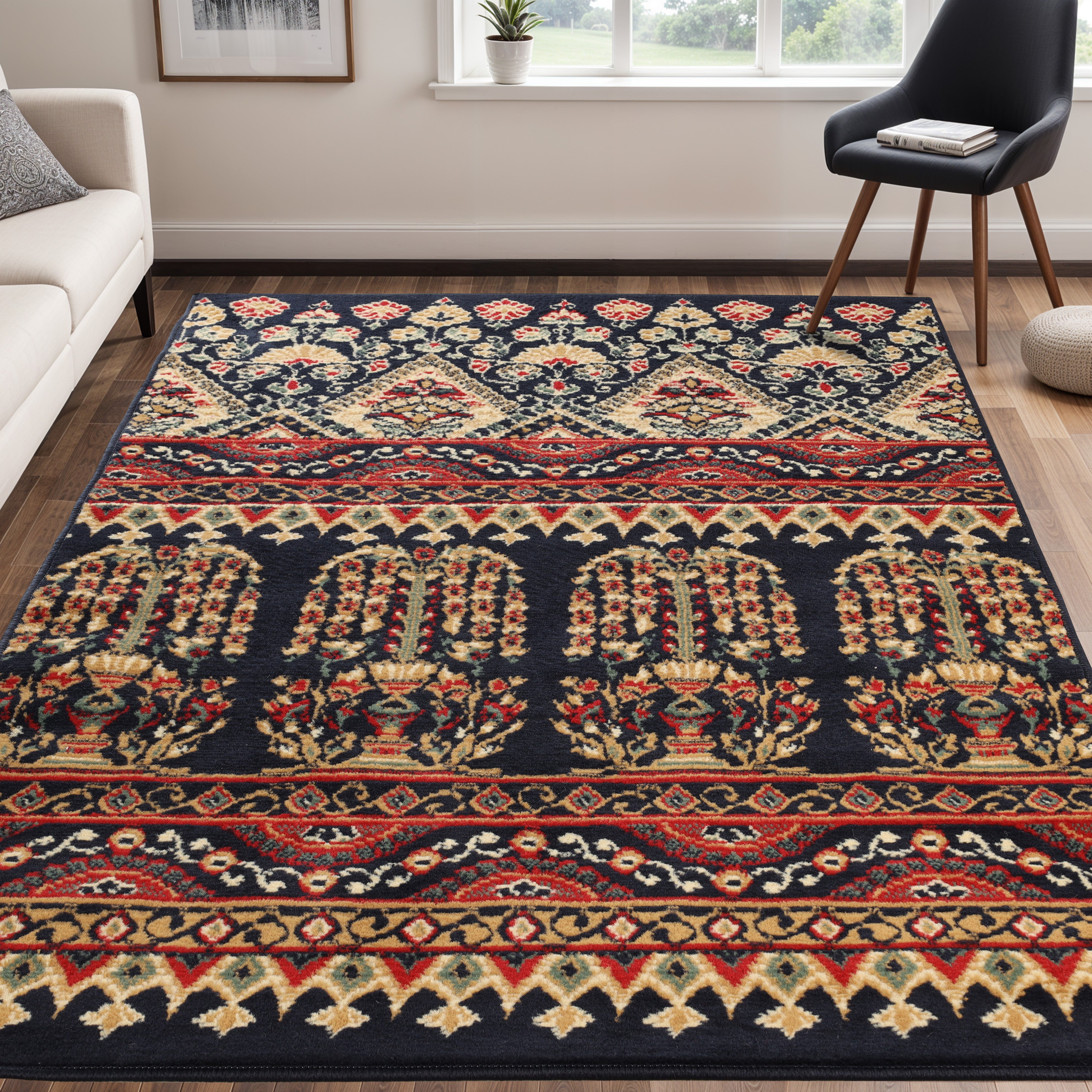 Stylish Adena Abstract Floral Indoor Area Rug - Soft Non-Slip Living Room Carpet for Bedroom, Dorm & Home Decor