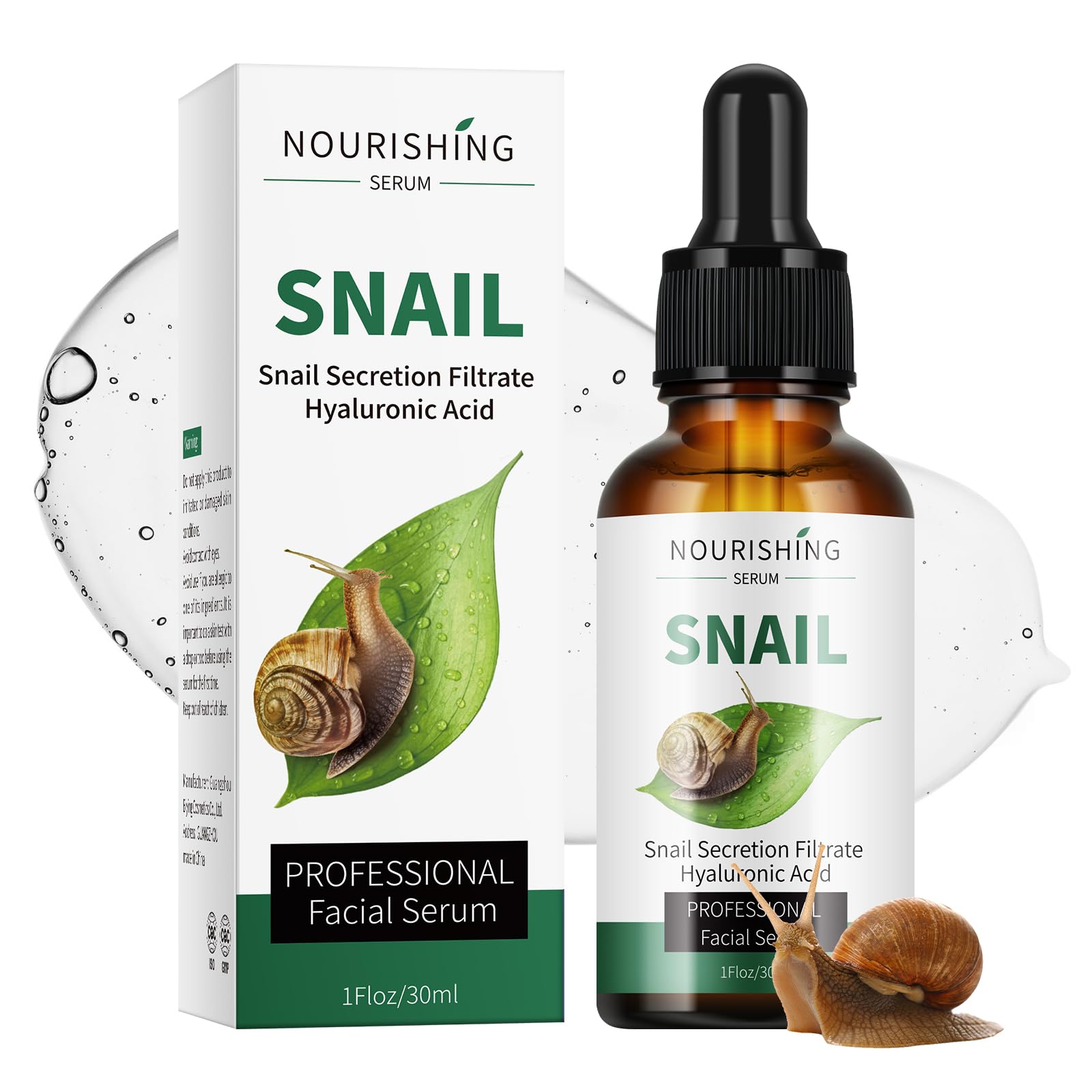 Snail Secretion Filtrate Face Serum with Hyaluronic Acid - Hydrating & Nourishing Snail Mucin Essence for Women & Men | Anti-Aging Moisturizer for Dry Skin, Wrinkles & Fine Lines | Perfect for Night Routine & Daily Skincare