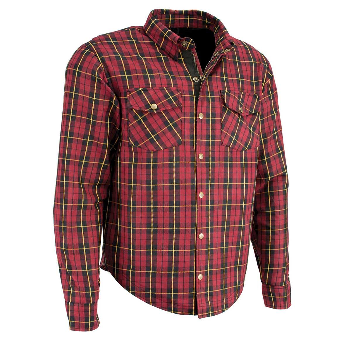 Milwaukee Leather MPM1632 Men's Plaid Flannel Motorcycle Shirt with CE Armor - Aramid Fiber Reinforced for Safety | Riding Gear for Bikers & Commuters