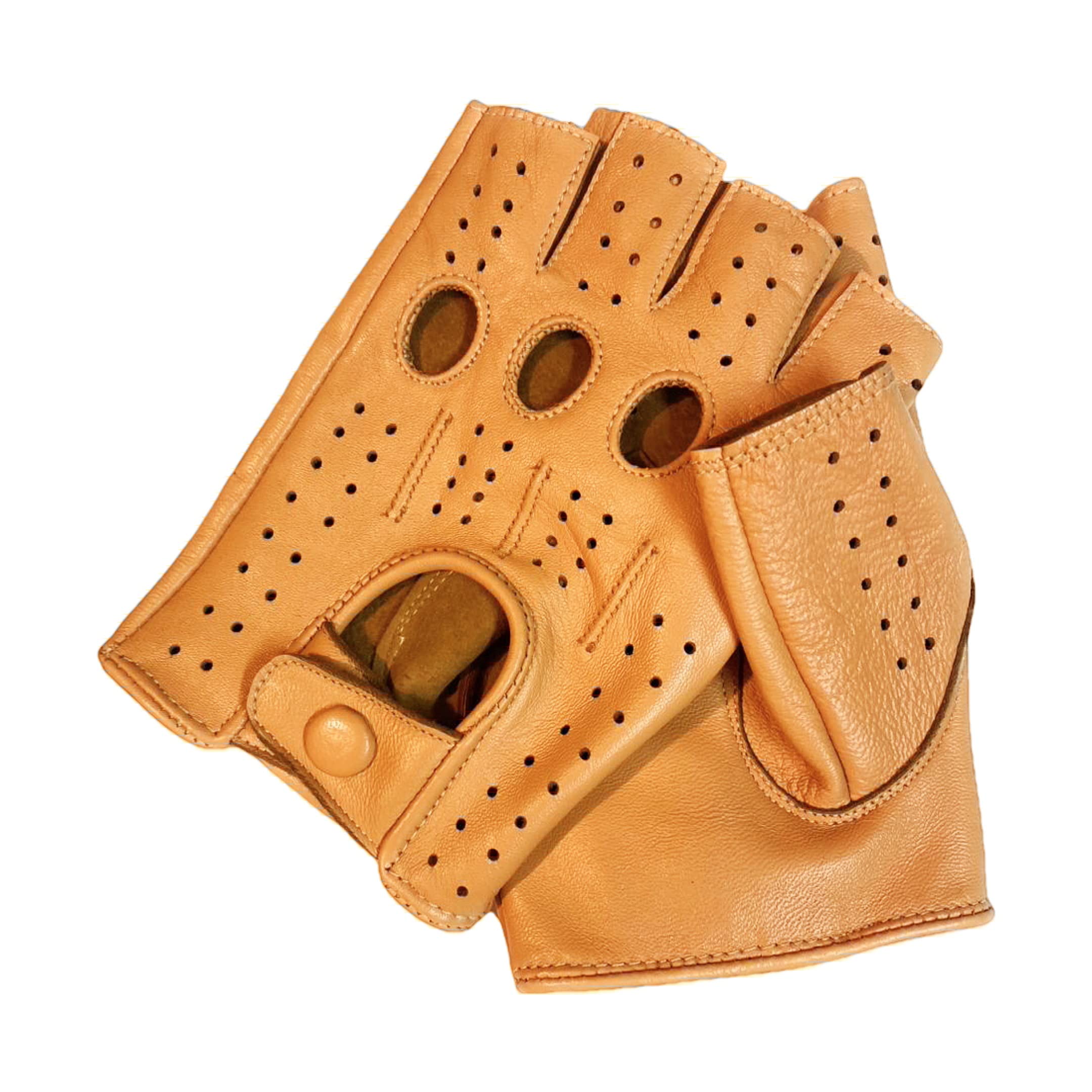 Men's Genuine Sheep Leather Fingerless Gloves - Half Finger Driving, Cycling & Motorcycle Gloves for Exercise & Fitness - Perfect for Outdoor Sports, Gym Workouts and Casual Wear
