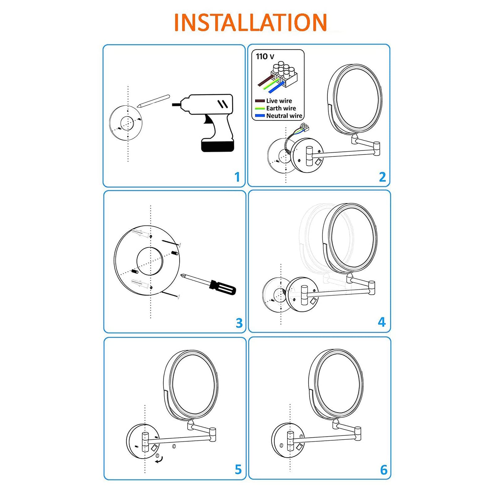 Gold Finish 3X Magnifying Makeup Mirror with LED Lights - 8.5 Inch Wall Mounted, 360° Swivel & Retractable Dual-Side Design for Perfect Makeup Application - Ideal for Home Vanity, Hotel Spa & Bathroom Decor