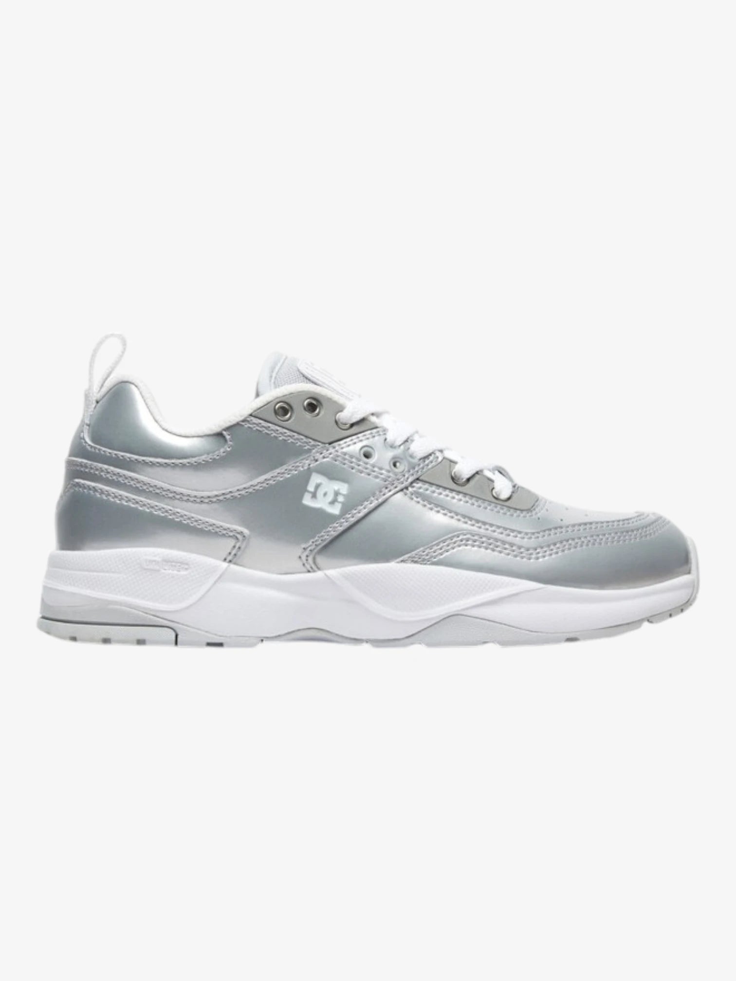 DC E Tribeka SE Women's Metallic Silver Sneakers - Stylish & Comfortable for Casual Wear, Running & Gym Workouts