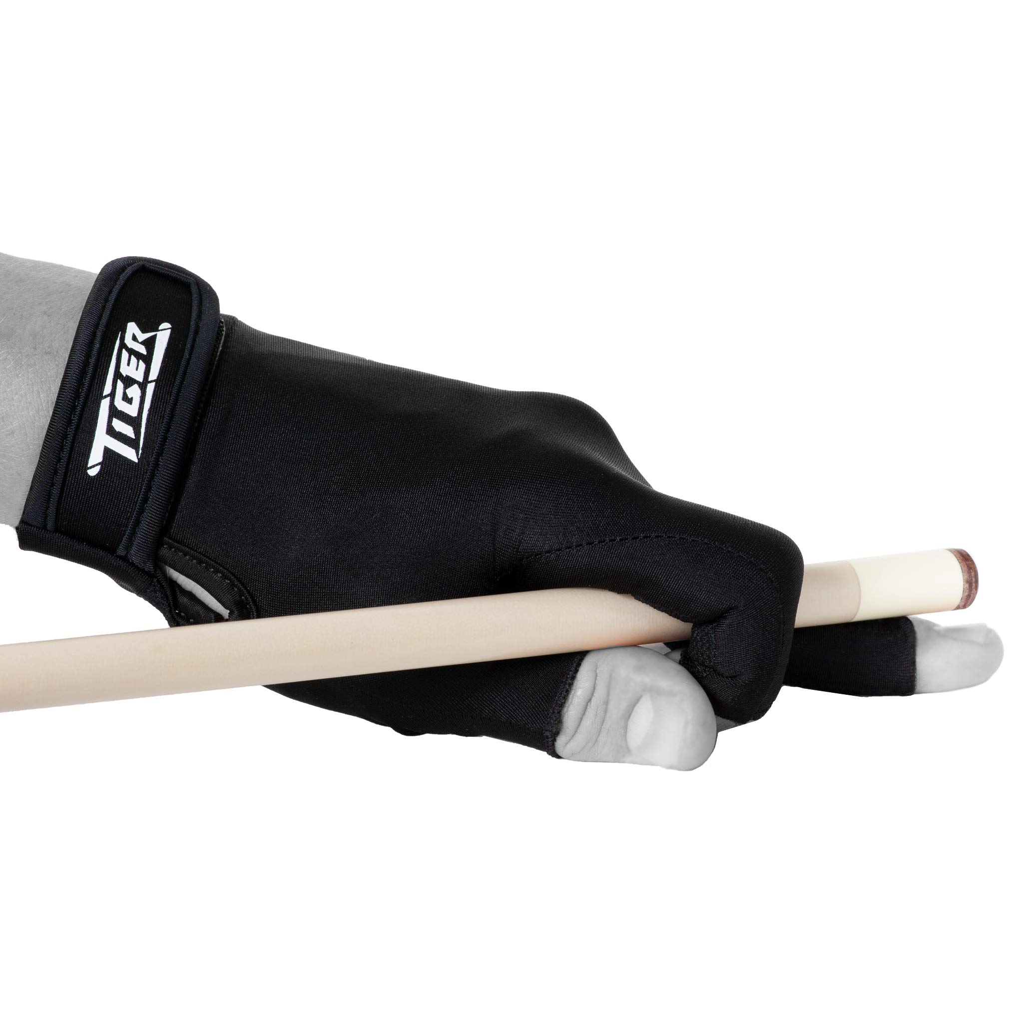 Tiger Products Left Hand Billiard Glove - Black Pool Cue Glove for Precision Shots & Smooth Play - Perfect for Professional & Casual Players