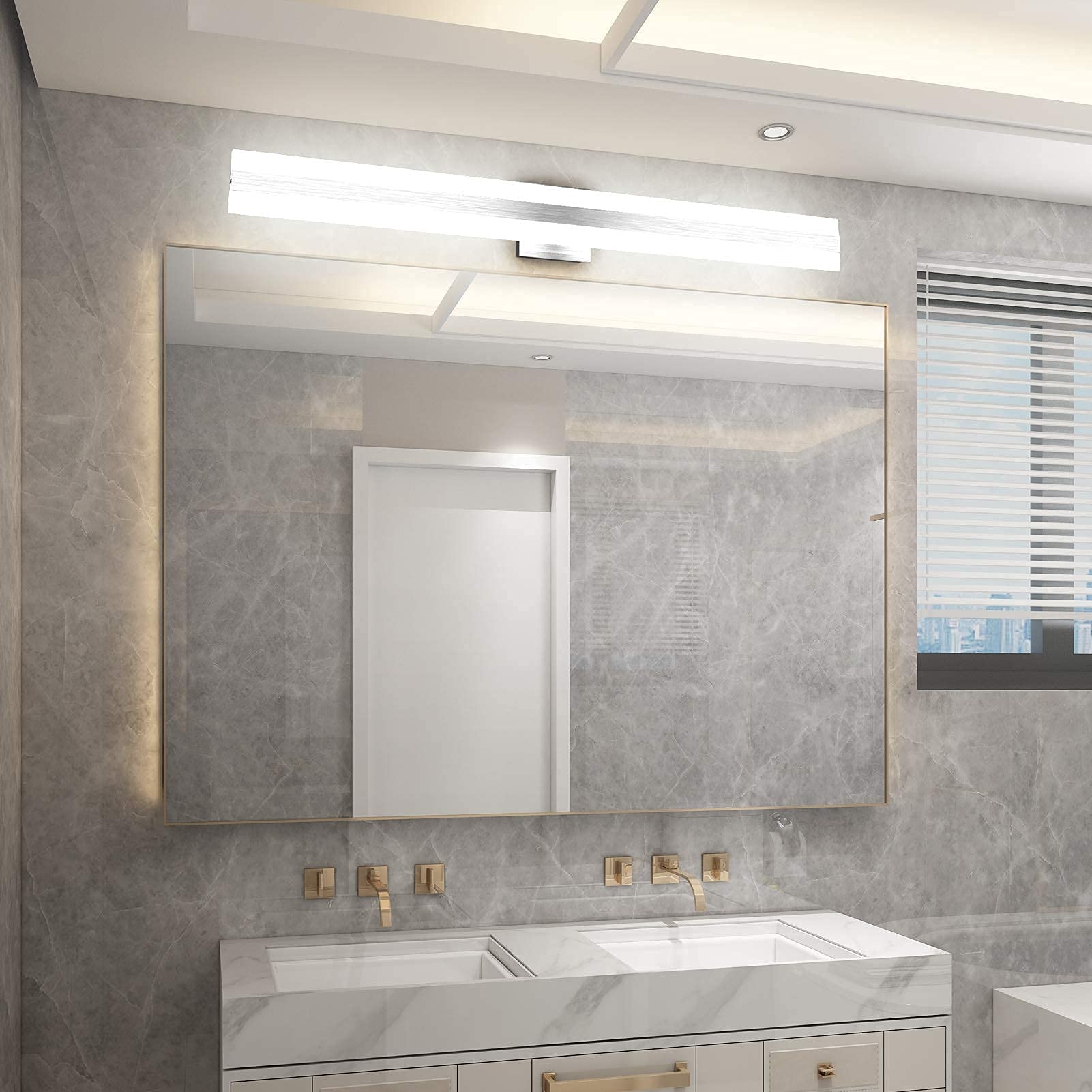 Aipsun Modern LED Vanity Light - Frosted White Acrylic Bathroom Mirror Light Fixture with Energy Saving Dimmable LEDs - Perfect for Bathroom, Dressing Room & Makeup Area Lighting