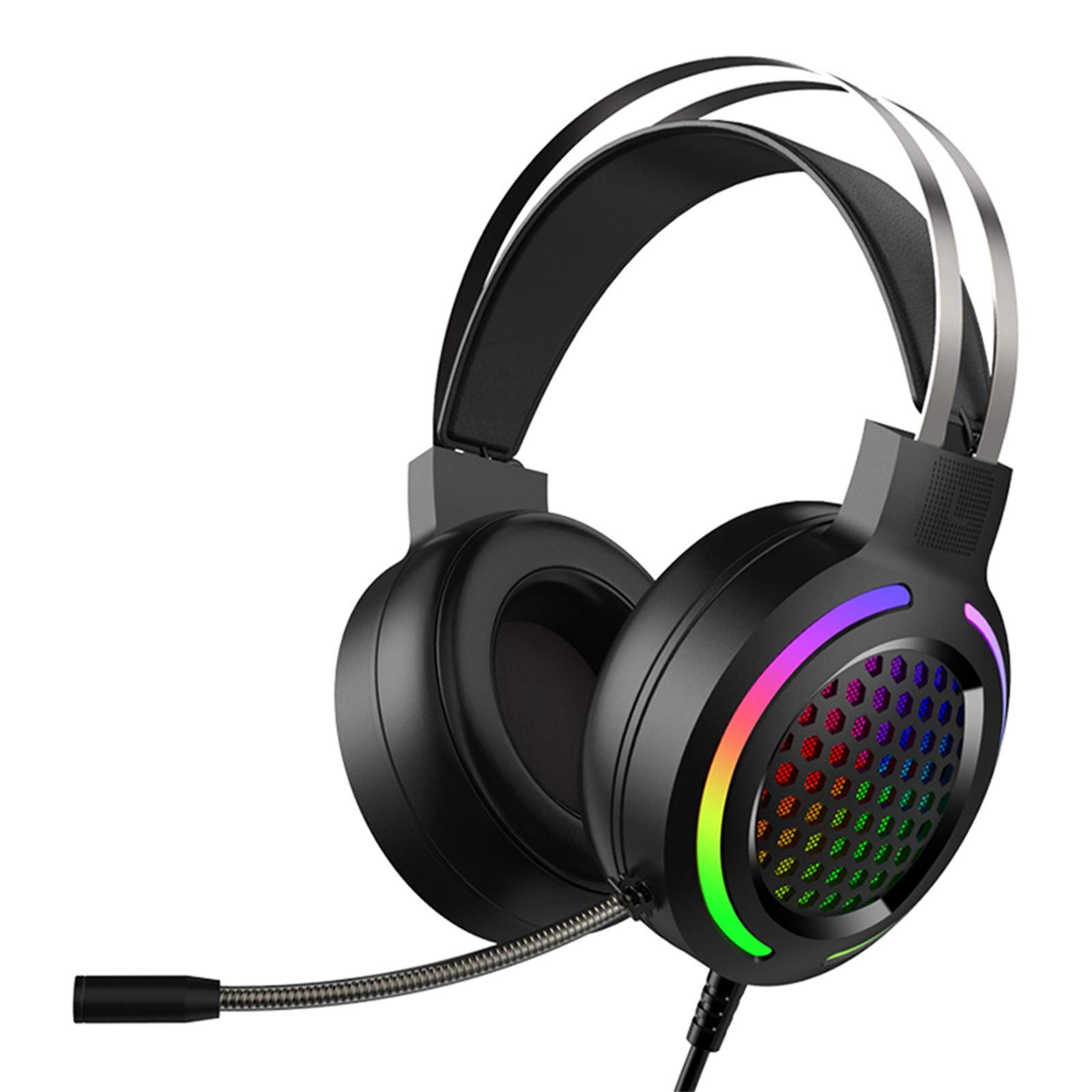 7.1 USB Gaming Headset with Microphone - Stereo Over-Ear Headphones & Audio Splitter for PC, PS4, Xbox (Black) - Perfect for Online Gaming, Streaming & Conference Calls
