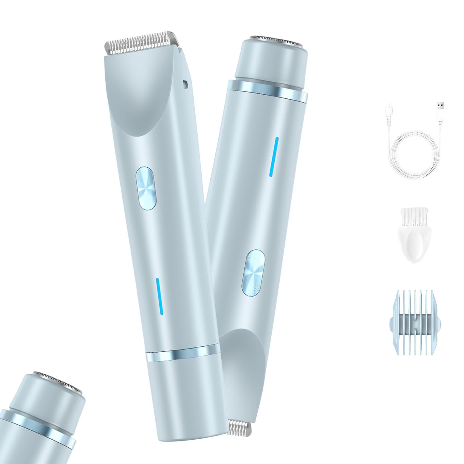 Pink Galaxy Women's Electric Razor - 2 in 1 Rechargeable Bikini & Body Shaver for Smooth Skin - Perfect for Travel, Gym & Sensitive Areas (Blue)