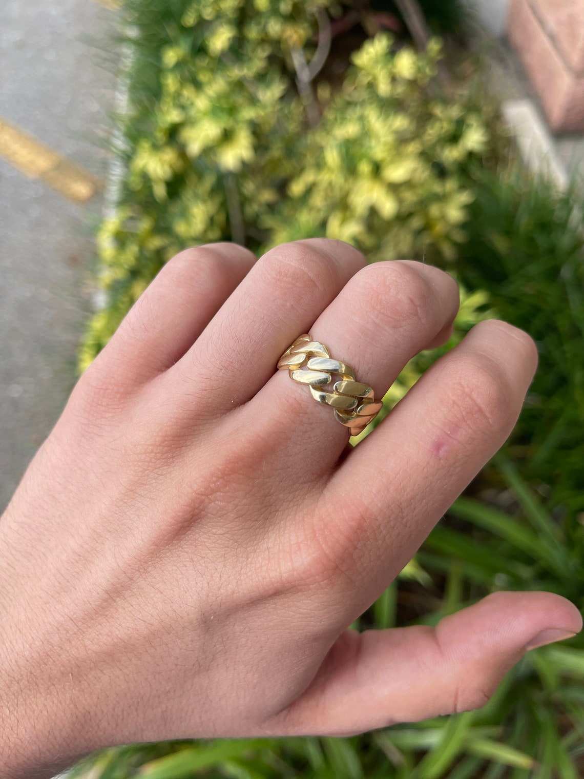 14K Gold Cuban Link Ring - 9.8mm Wide Unisex Jewelry for Men & Women | Perfect for Gifts, Weddings, Anniversaries and Everyday Wear