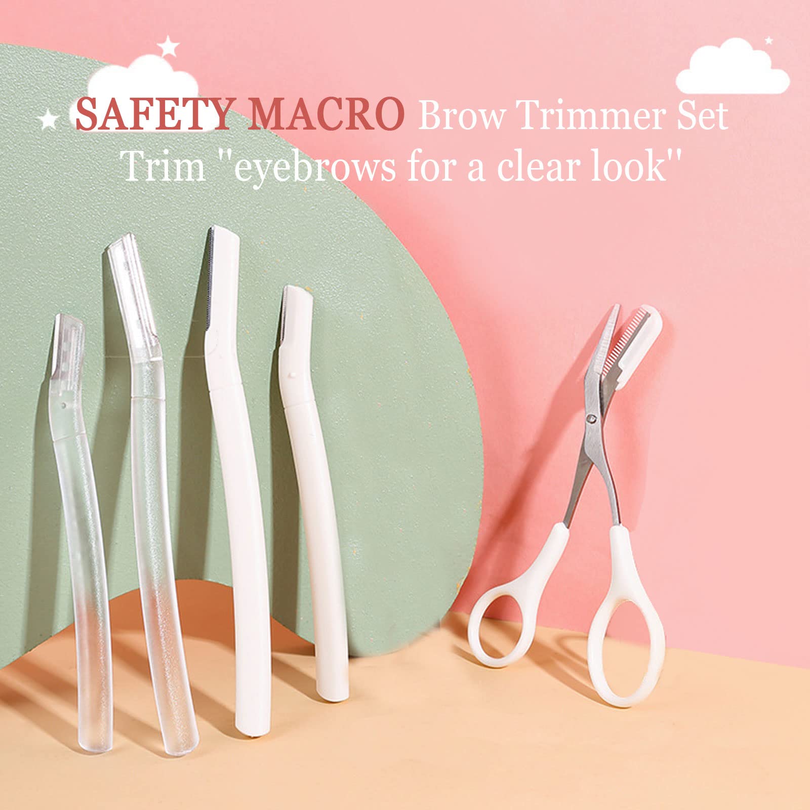 Hearnfox 5-in-1 Eyebrow Trimmer Kit - Precision Eyebrow Scissors, Facial Razor, Shaping Scissors & Exfoliating Beauty Tool for Women | Perfect for Eyebrow Grooming, Facial Hair Removal & At-Home Beauty Care