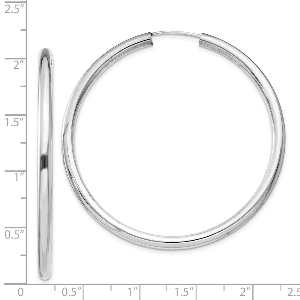 Sterling Silver Rhodium-Plated Polished Endless Tube Hoop Earrings QE11530 | Hypoallergenic Dangle Earrings for Women | Perfect for Parties, Weddings & Everyday Wear