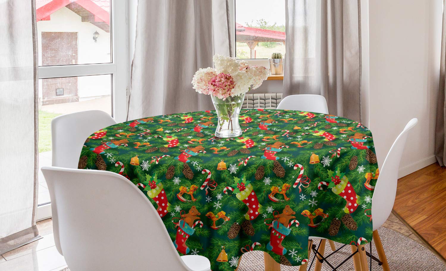 Ambesonne Christmas Round Tablecloth - 60