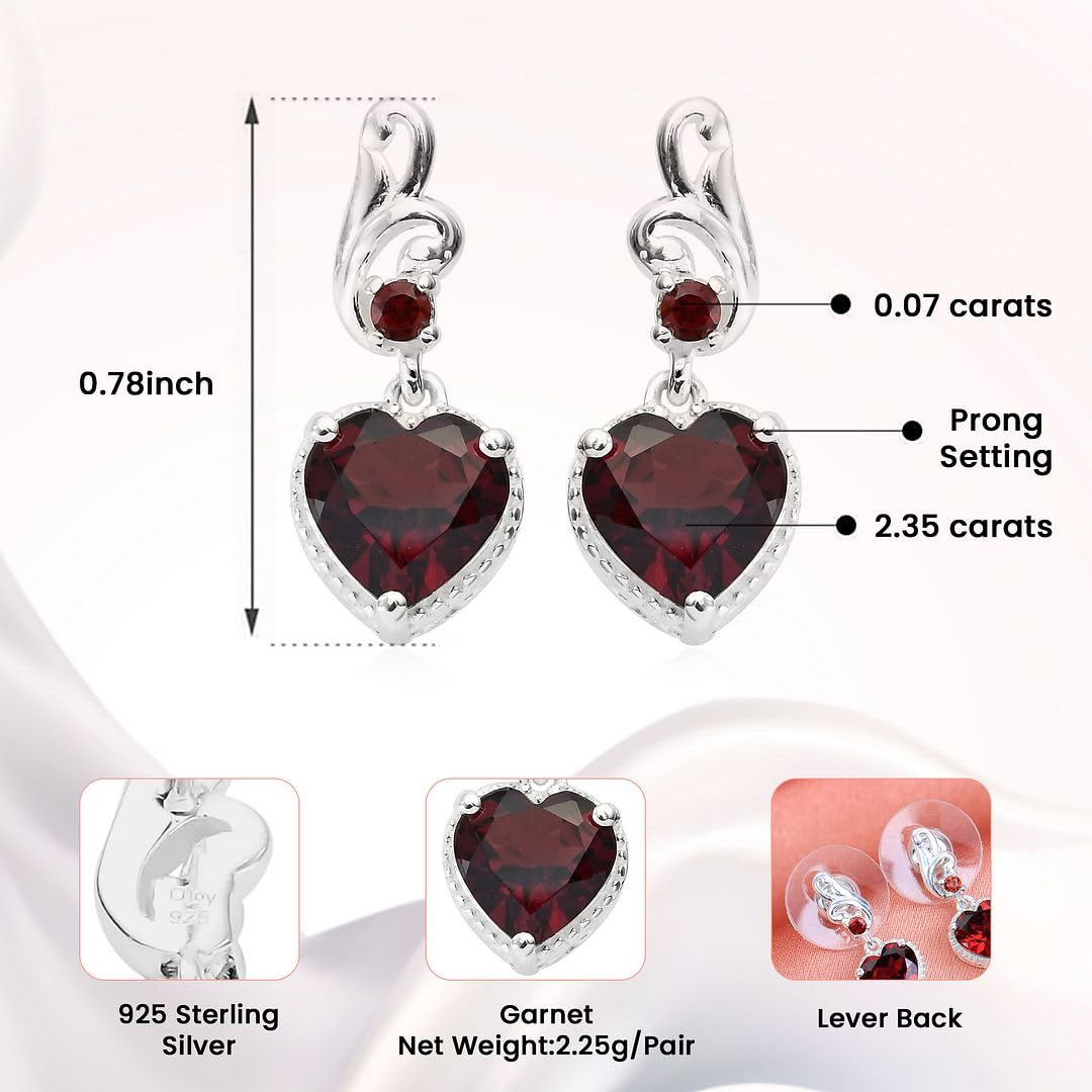 925 Sterling Silver Heart-Shaped Gemstone Drop Earrings for Women | Elegant Dangle Jewelry Gift for Birthday, Anniversary & Valentine's Day | Perfect for Date Night, Parties & Special Occasions