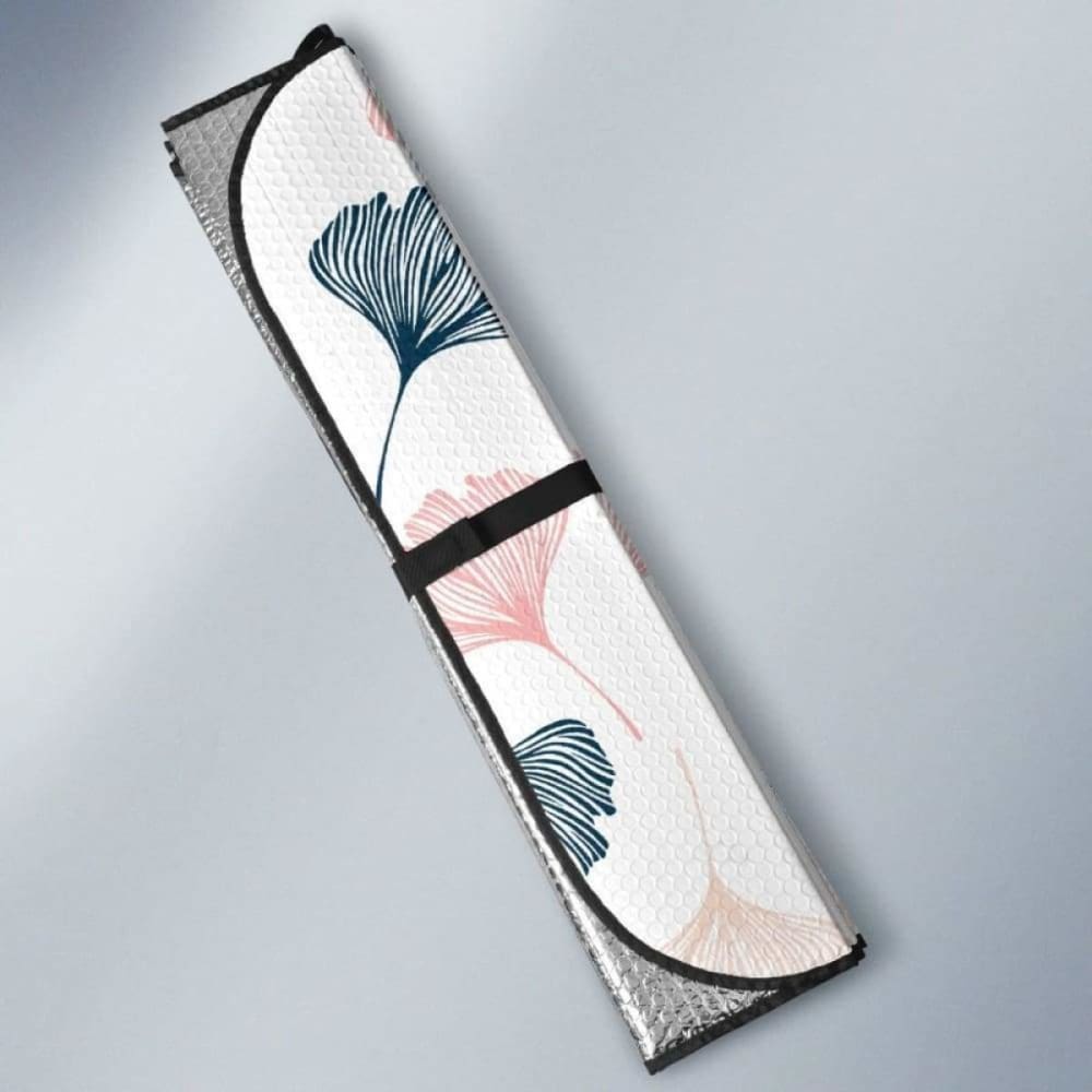 Black Gray Cream Coral Ginkgo Leaves Pattern Car Sun Shades for UV Protection - Perfect for Summer Driving, Travel & Outdoor Parking