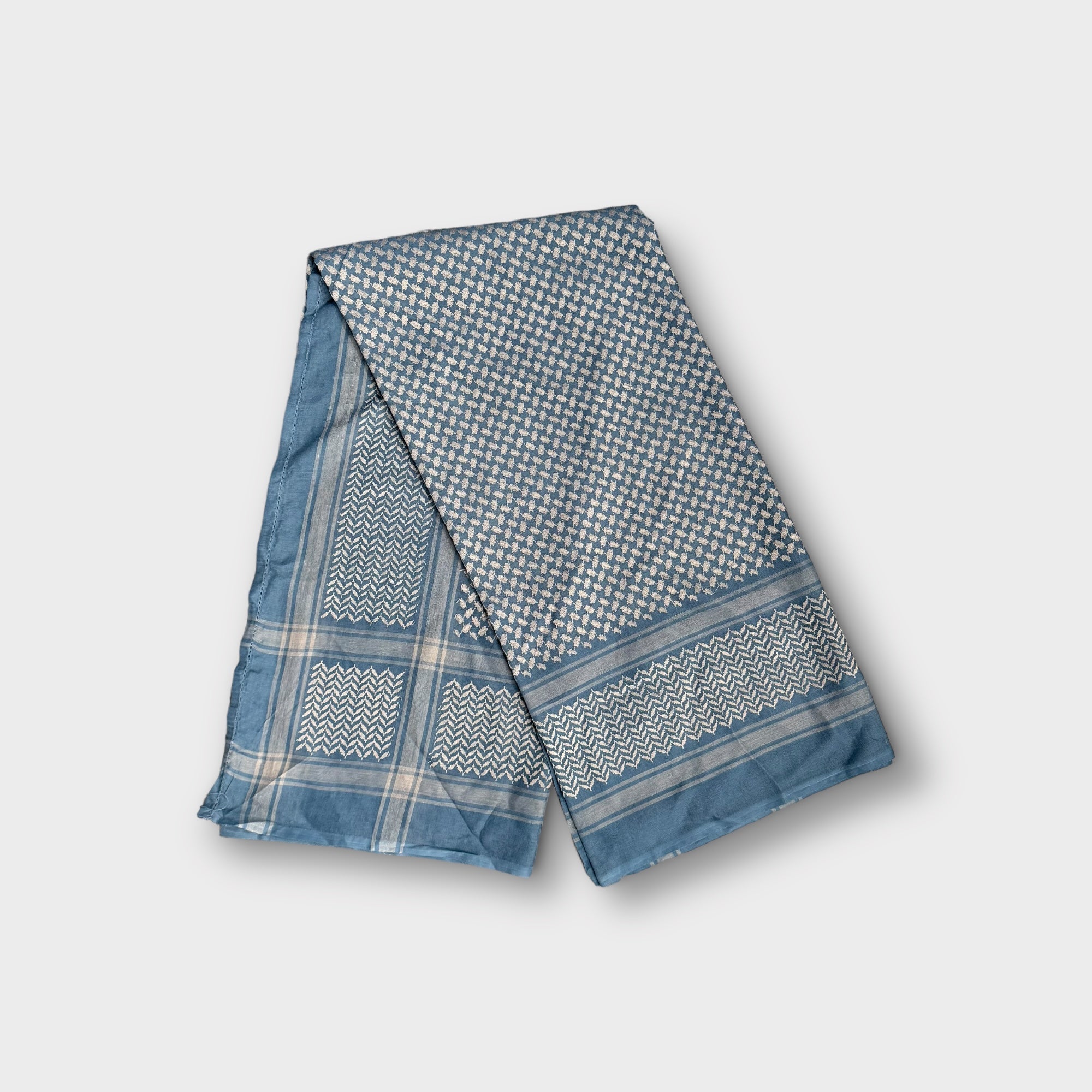 Premium Blue Grey Shemagh Scarf - Soft Cotton Keffiyeh for Men & Women - Perfect for Outdoor, Hiking, and Fashion Accessories