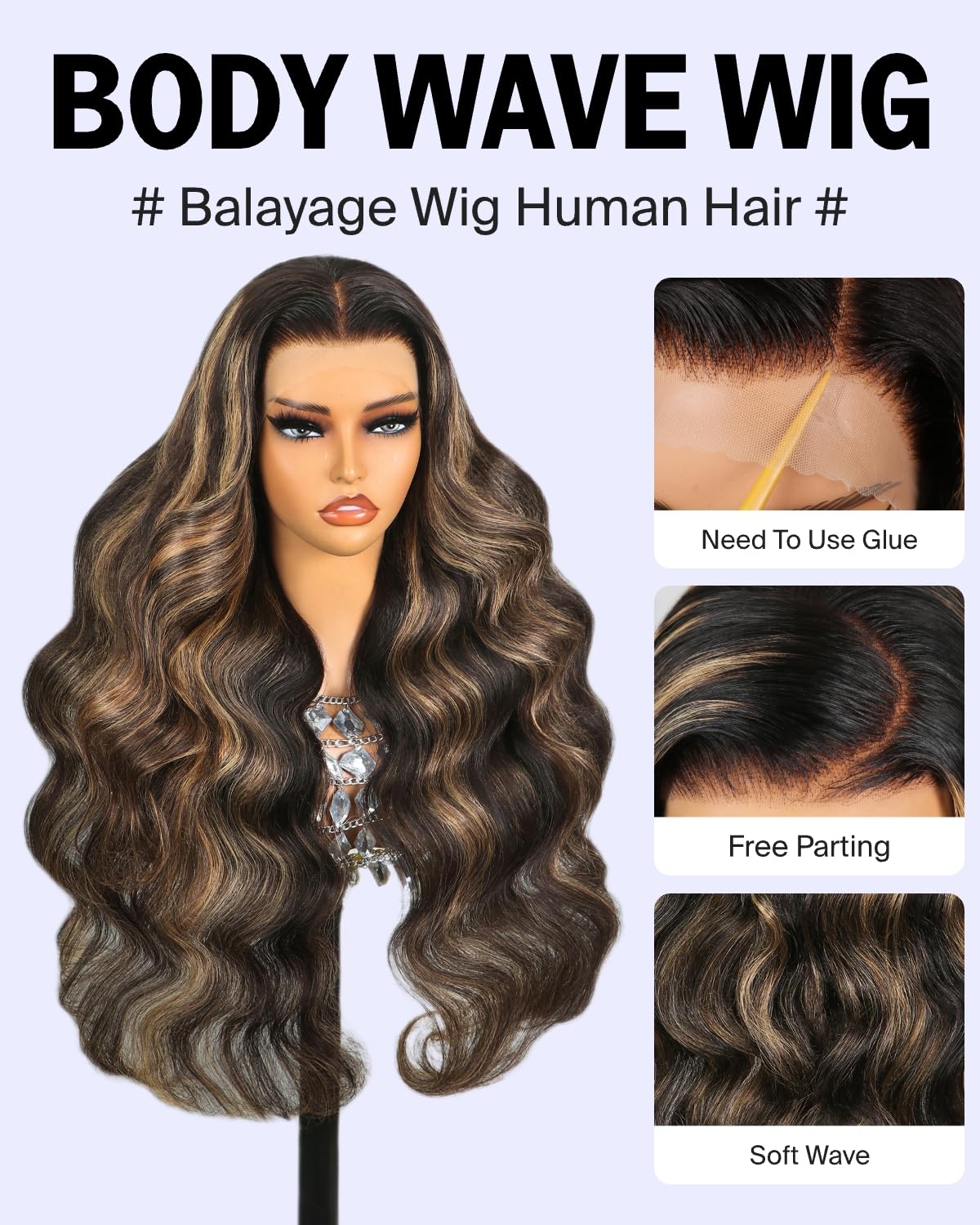 MEGALOOK 28 Inch 1B/27 Highlight Ombre Lace Front Human Hair Wig - Pre Plucked 200% Density Balayage Body Wave 13x4 HD Transparent Lace with Baby Hair | Natural Look for Parties, Cosplay & Daily Wear