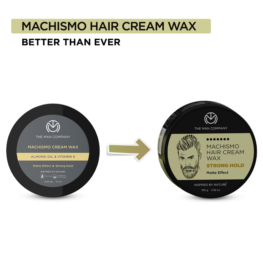 The Man Company Machismo Stronghold Hair Wax for Men - 100g Matte Finish Styling Wax with Volume | Non-Sticky & Long-Lasting Hold | Perfect for Pompadour, Quiff & Spiky Hairstyles | Salon-Quality Men's Grooming Product
