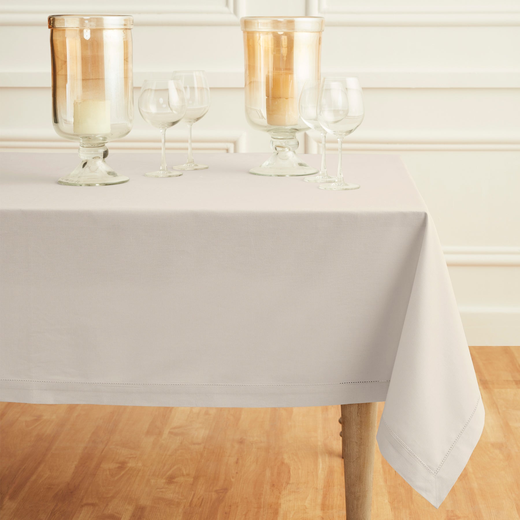 Premium Cotton Linen Hemstitch Tablecloth - Elegant Dining Table Cover for Home Decor, Parties & Special Occasions