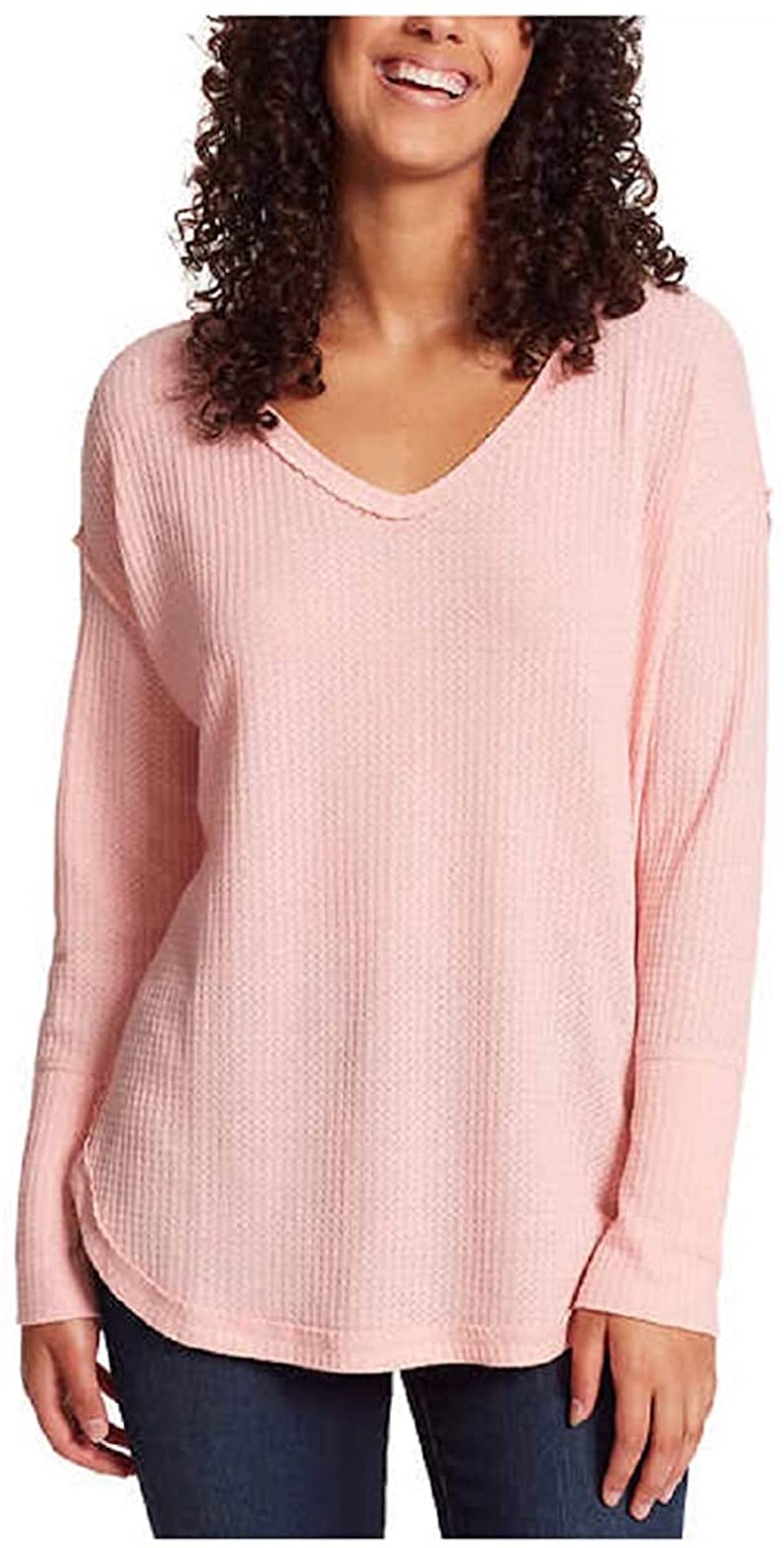 Vintage American Women's Thermal Knit Top - Cozy Long Sleeve Winter Shirt for Casual Wear & Outdoor Activities