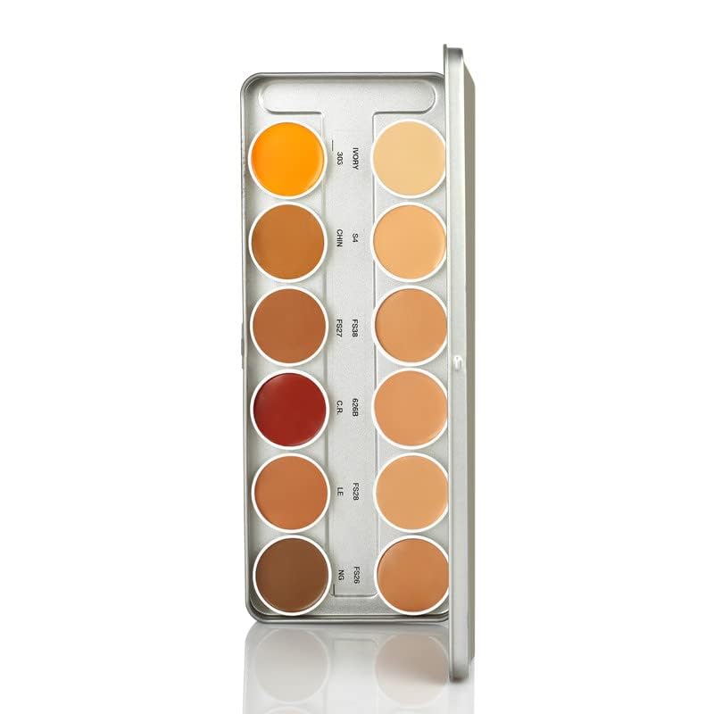 Prefetto COSMO 12 Color Cream Foundation Palette with 3-in-1 Mascara, Eyeliner & Eyebrow Pencil Set - Professional Makeup Kit for Contouring, Highlighting & Full Face Coverage | Perfect for Bridal, Photo Shoots & Everyday Glam