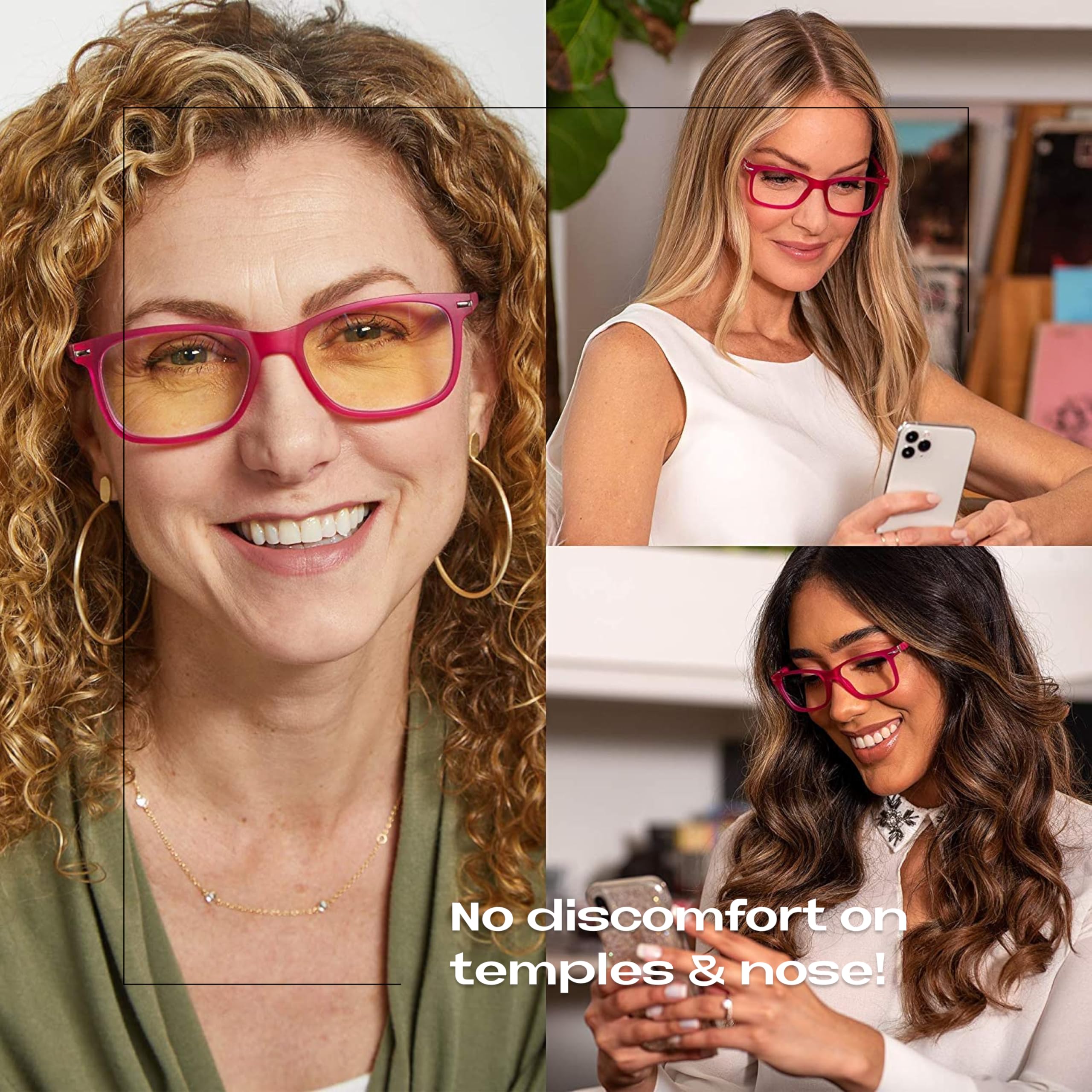 Readerest Blue Light Blocking Reading Glasses 0.50 Magnification - Anti Glare Computer Glasses with UV Protection & Thin Reflective Lens for Men & Women - Reduce Eye Strain for Office Work, Gaming & Screen Time (Pink)