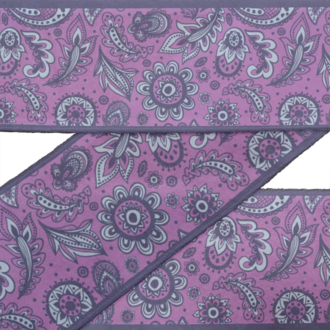 Purple Leaves & Floral Printed Velvet Ribbon Trim - 9 Yards x 3 Inches Wide - Premium Craft Lace for Sewing, DIY Projects, Gift Wrapping & Home Decor Accessories