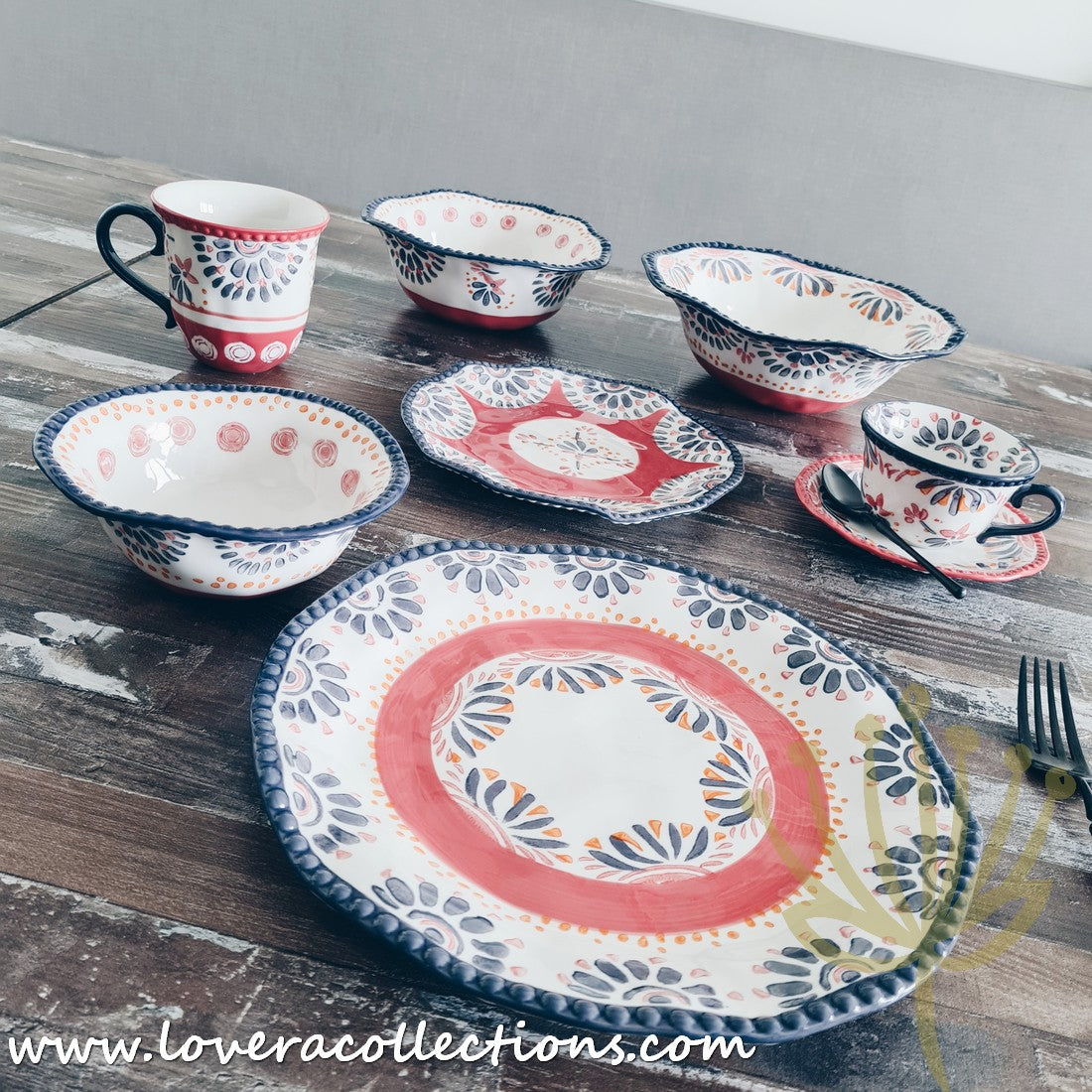 Afrocentric Red Dinnerware & Serveware Set - Elegant African-Inspired Plates, Bowls & Serving Dishes for Stylish Dining & Entertaining | Perfect for Dinner Parties, Holidays & Cultural Celebrations