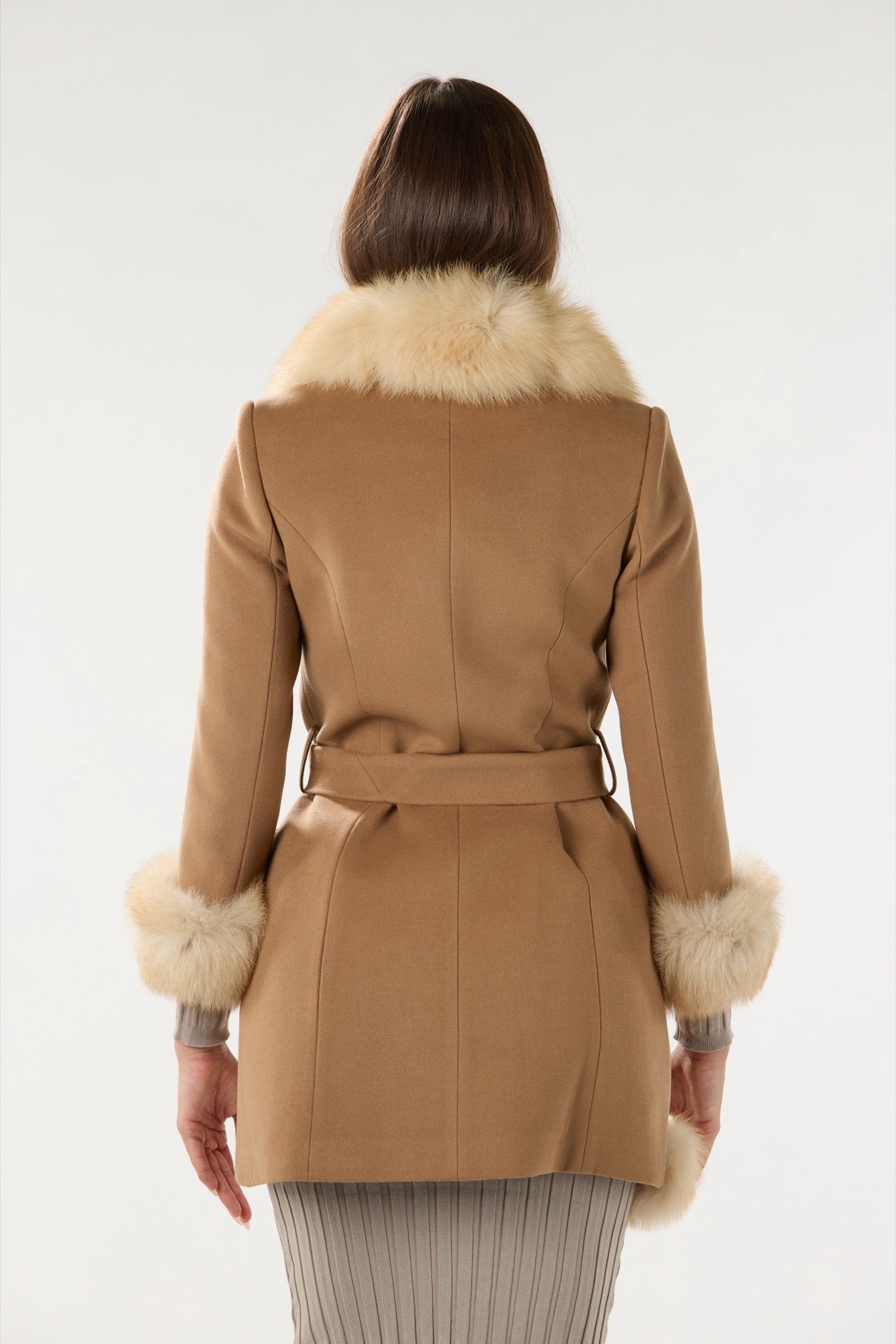 Authentic Fox Fur Coat for Women - Short Camel Color, Luxurious Winter Outerwear for Cold Weather & Special Occasions