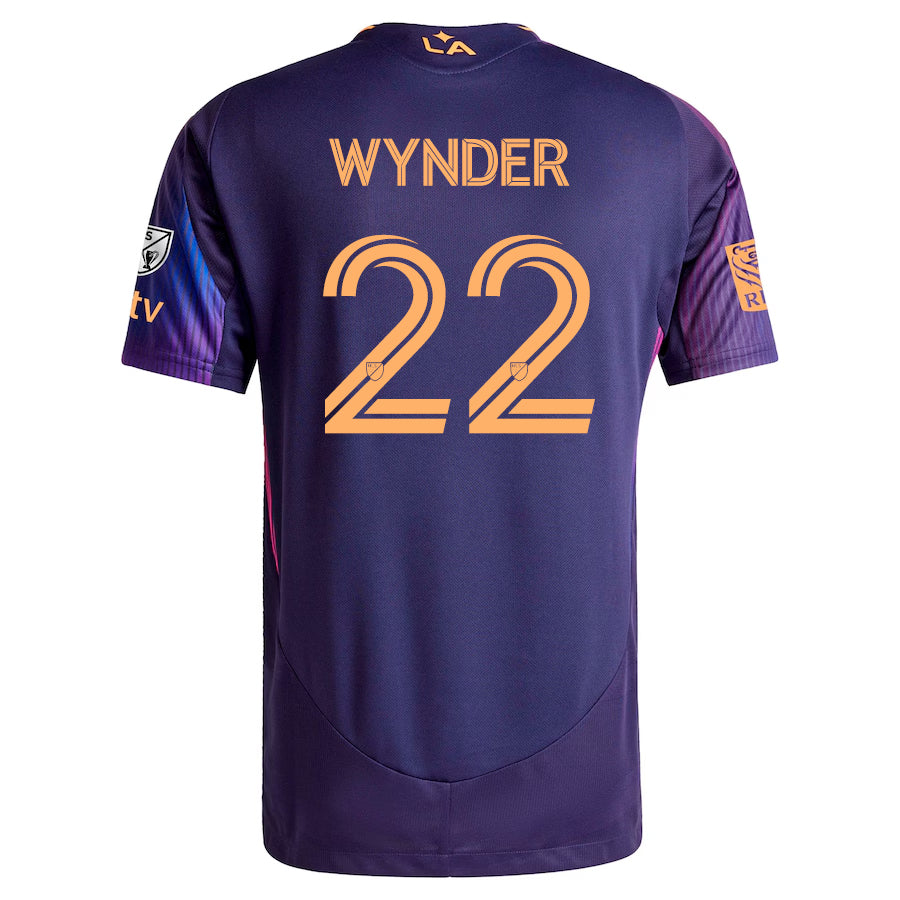 Adidas Elijah Wynder LA Galaxy Authentic Away Jersey 2025-2026 - Purple MLS Soccer Jersey with Apple TV & RBC Sponsorship - Perfect for Match Days, Fan Events & Soccer Collectors