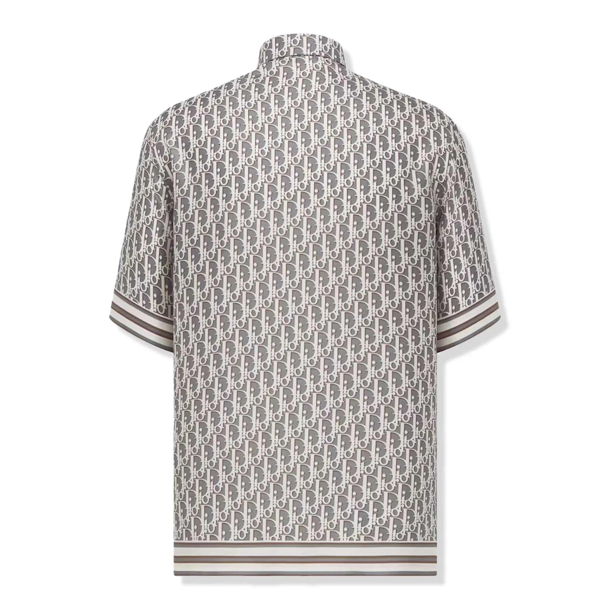Dior Oblique Short Sleeve Grey Silk Twill Shirt for Men - Luxury Casual Wear & Office Fashion