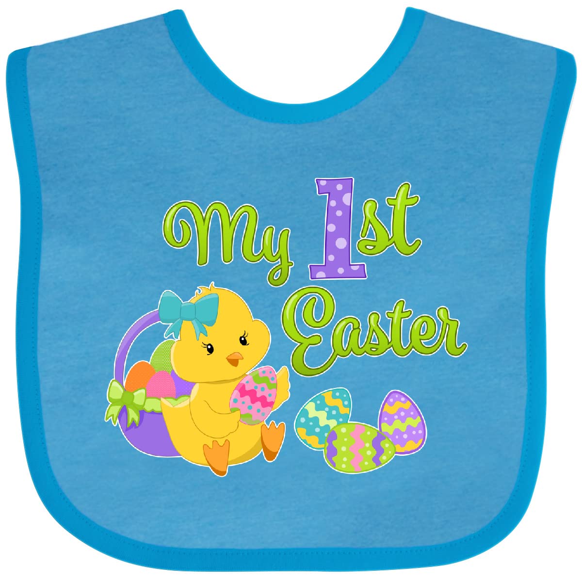 Inktastic Easter Baby Bib - Cute Chick & Eggs for Feeding Time
