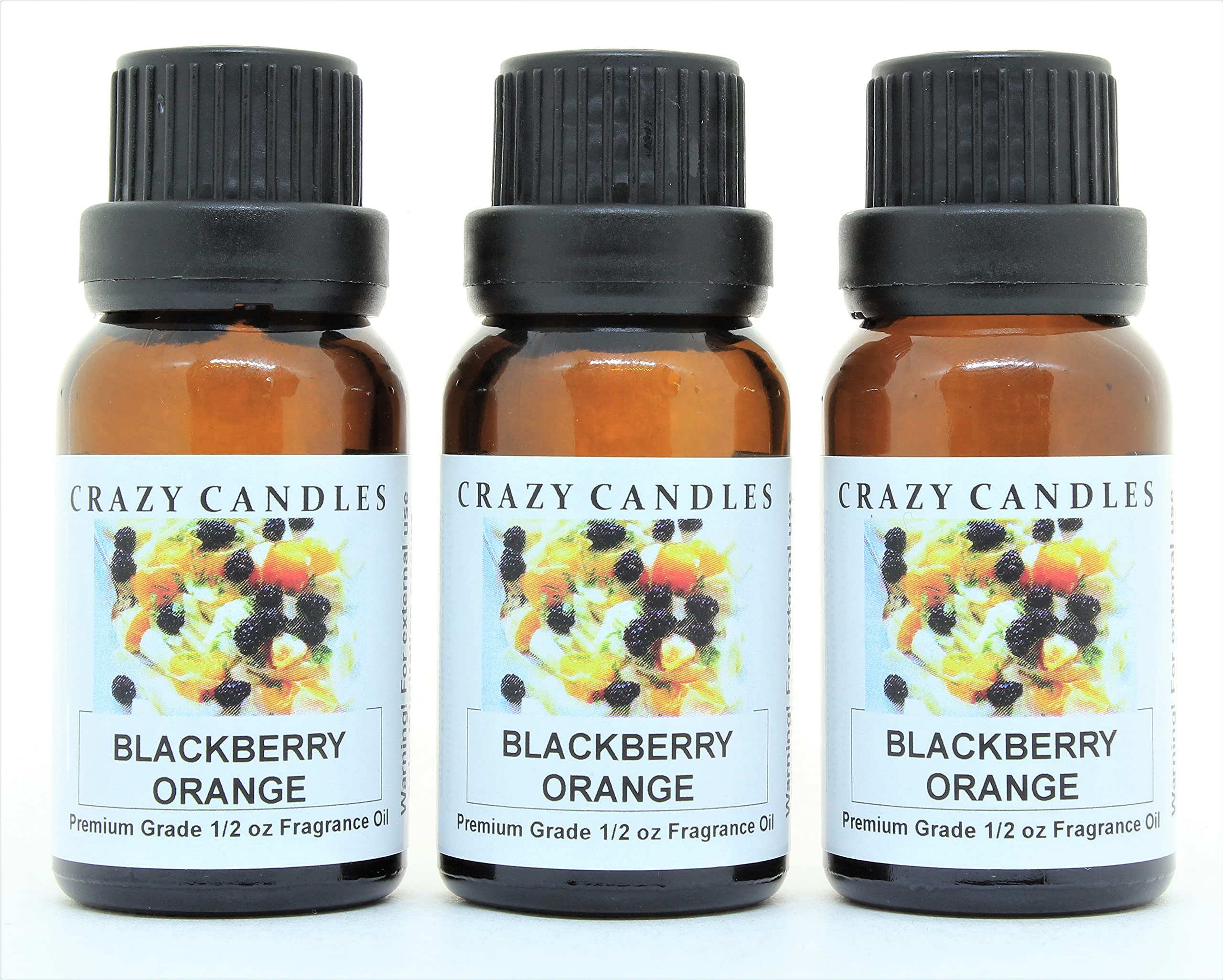 Premium BlackBerry Orange Scented Fragrance Oil - 3 Pack (1/2 FL Oz/15ml Each) - Aromatherapy, Candle Making, Soap & Diffuser Blends - Home & Spa Relaxation