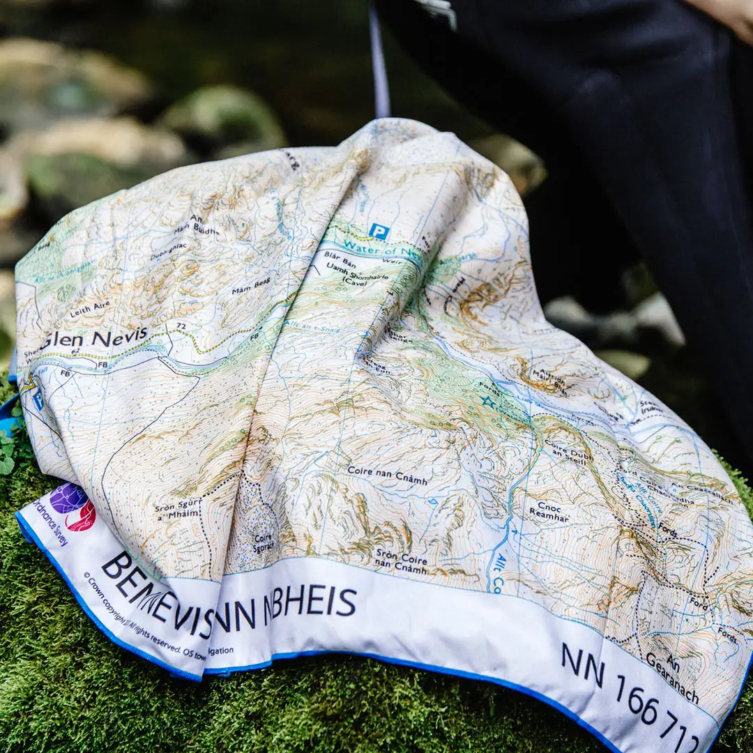 Lifeventure Soft Fibre Ordnance Survey Quick-Dry Travel Towel - Lightweight & Compact for Hiking, Camping & Backpacking Adventures