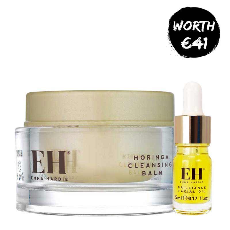 Emma Hardie Moringa Cleansing Balm & Facial Oil Set - Luxury Skincare for Deep Cleansing & Hydration - Perfect for Nighttime Routine & Travel Skincare