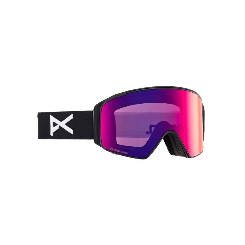 Anon 24/25 M4S Cylindrical Ski Goggles - Black/Sunny Red Lens - UV Protection for Snowboarding & Winter Sports